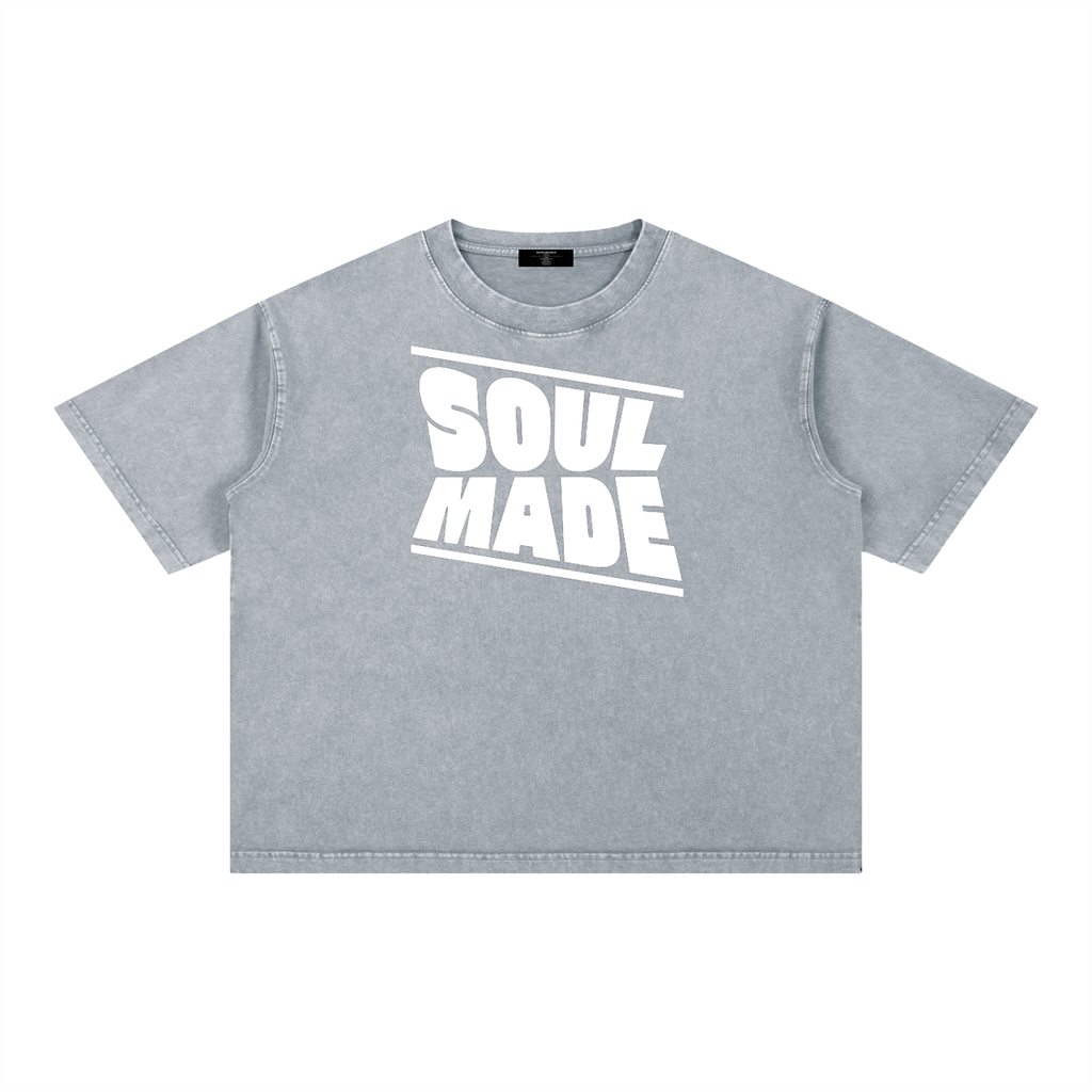 Mens 'SOUL MADE" Mineral Wash Boxy Cotton Tee