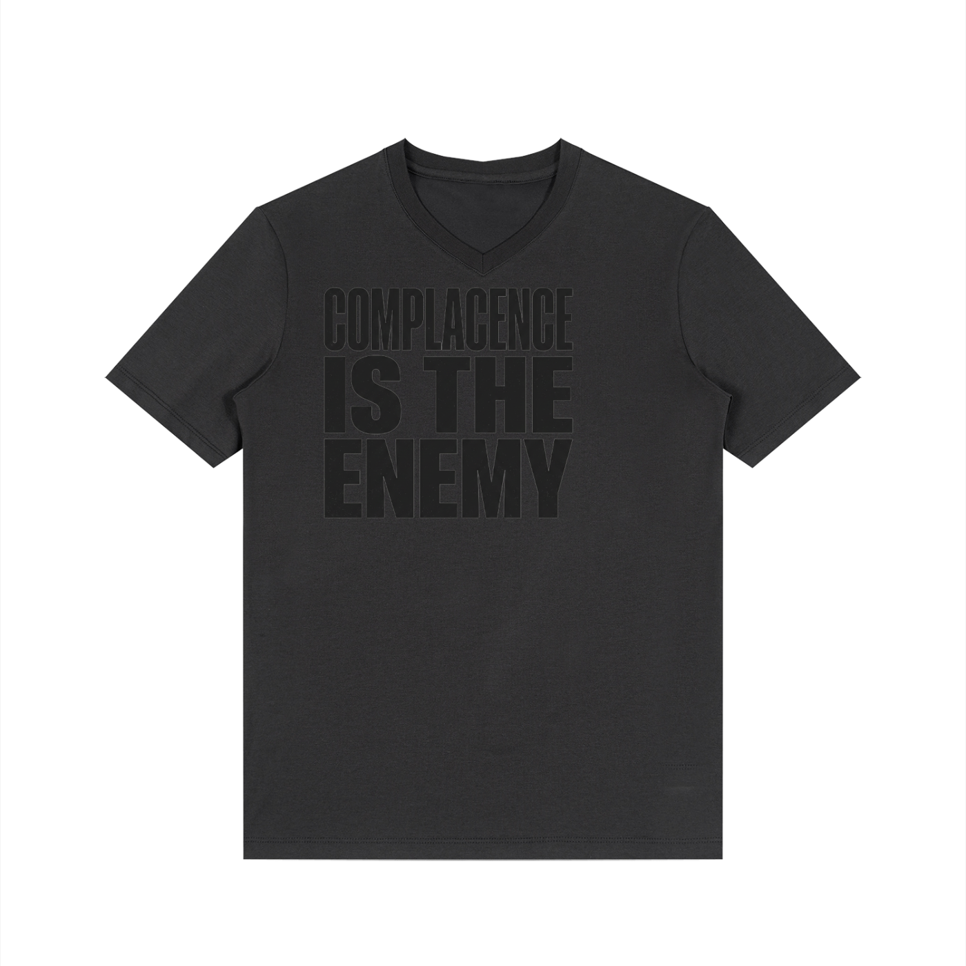 Mens 'COMPLIZENCE'  Solid V-Neck Tee