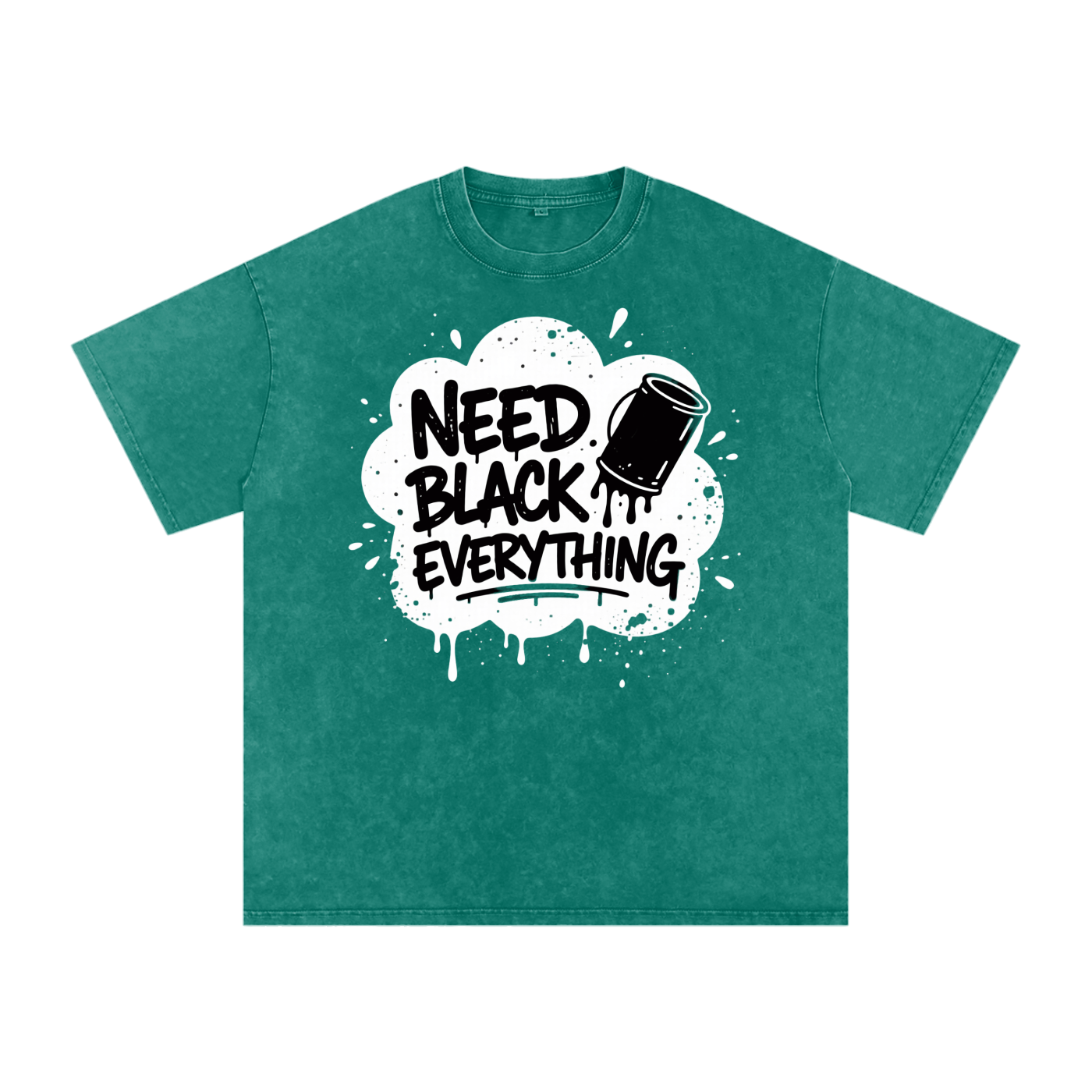 MENS 'NEED  BLACK EVERYTHING 'Snow Washed Oversized Cotton TEE