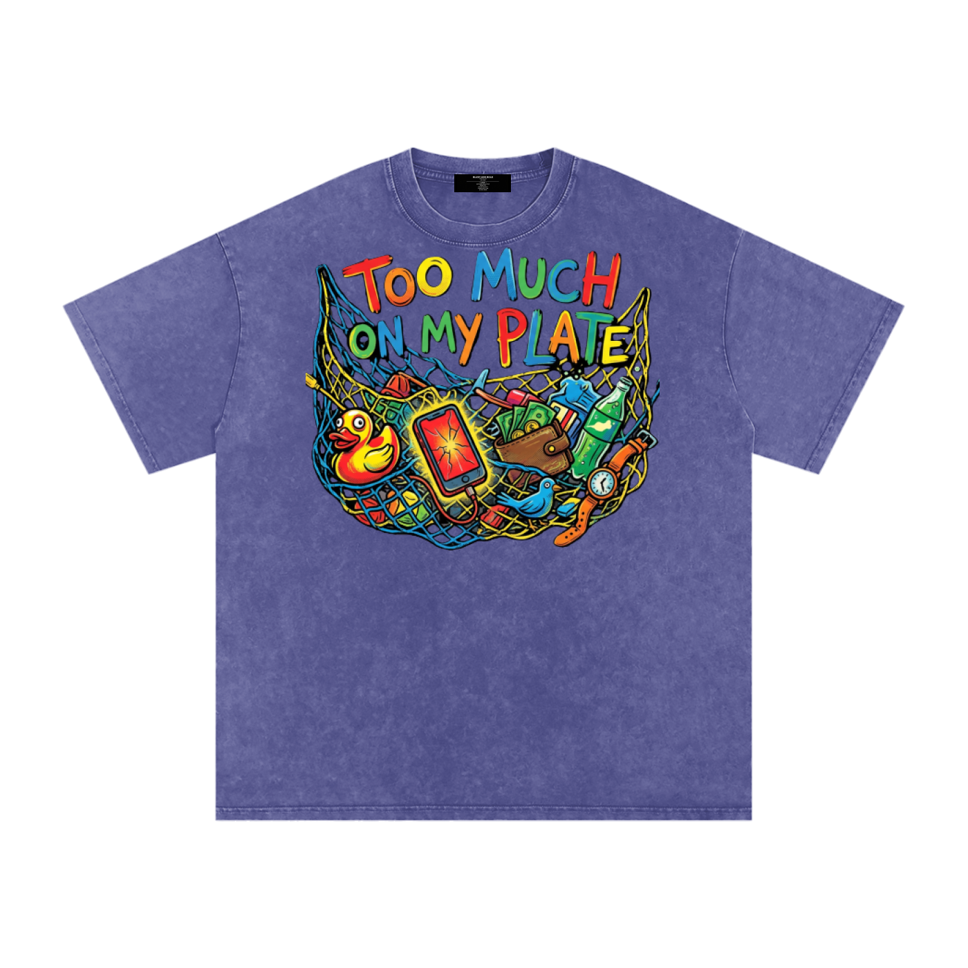 MENS '2 MUCH 2 PLATE' Snow Washed Oversized Cotton TEE