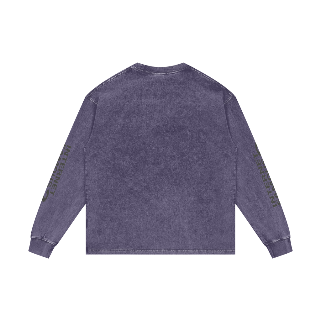 MENS '  INTERNET FAMOUS ; Acid Wash Oversize Long Sleeve TEE