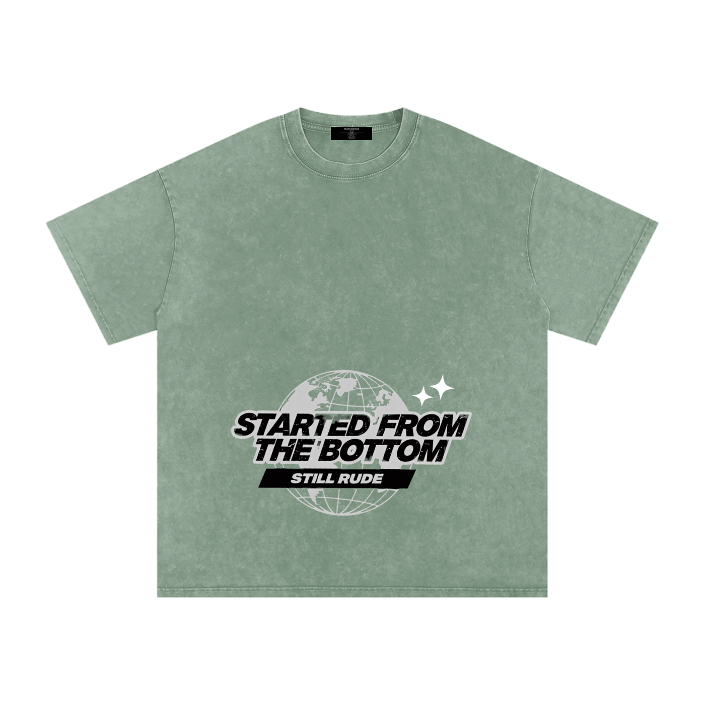 MENS ' FROM THE BOTTOM ' Snow Washed Oversized Cotton TEE