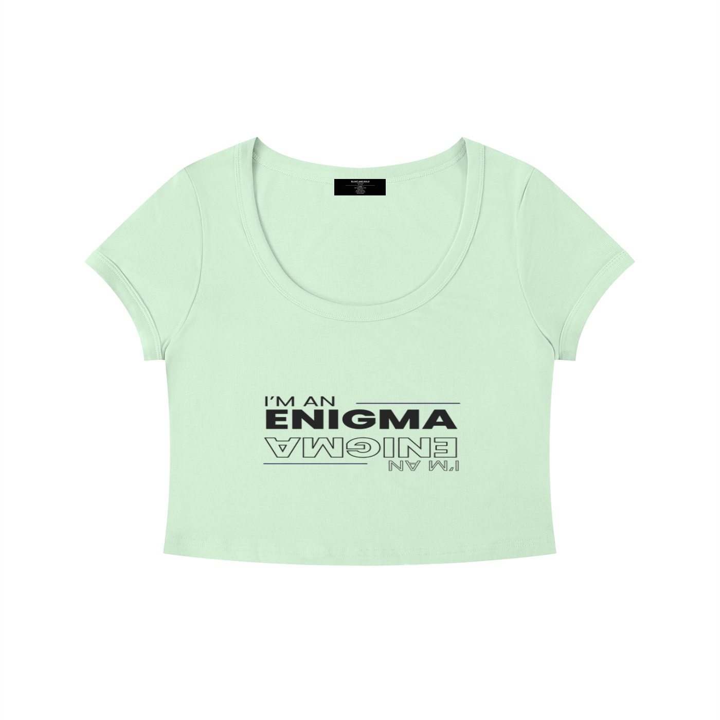 Womens 'ENIGMA' Solid Color Slim Crop Tee