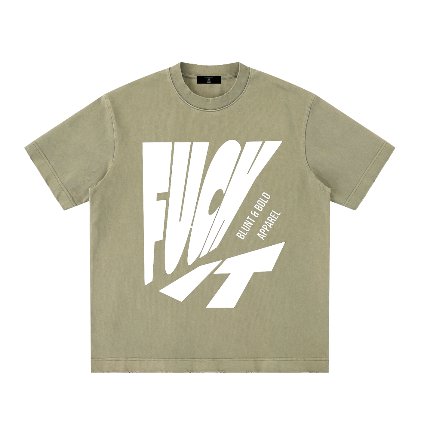 Mens 'FUCK IT' Heavyweight Vintage Washed Frayed Tee