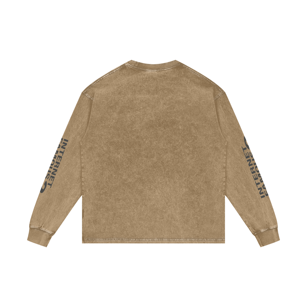 MENS '  INTERNET FAMOUS ; Acid Wash Oversize Long Sleeve TEE