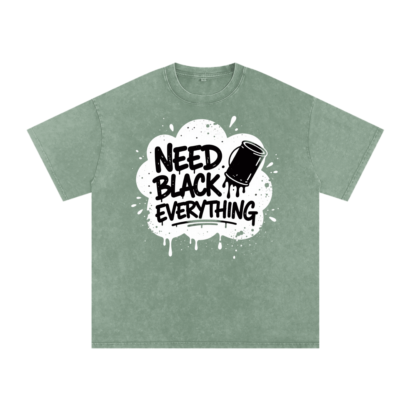 MENS 'NEED  BLACK EVERYTHING 'Snow Washed Oversized Cotton TEE