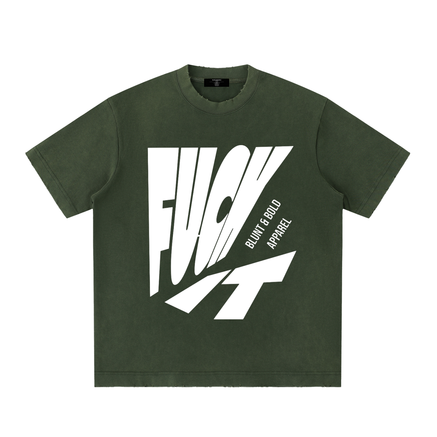 Mens 'FUCK IT' Heavyweight Vintage Washed Frayed Tee