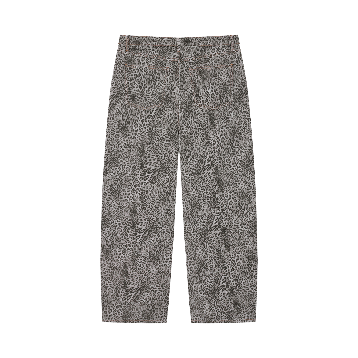Mens Vintage Wash Leopard Wide Leg Jeans