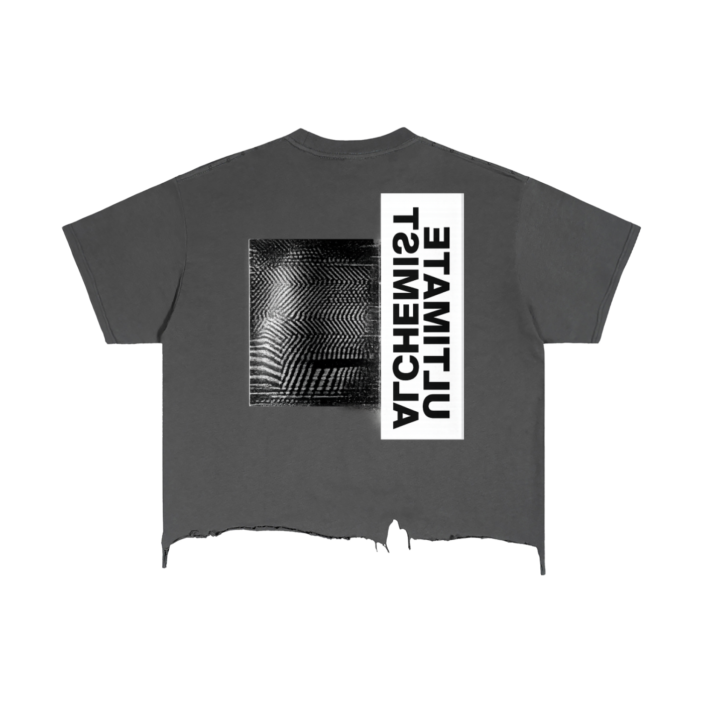 Mens 'ULTIMATE ALCHEMIST' Vintage Wash Boxy Distressed Hem Tee