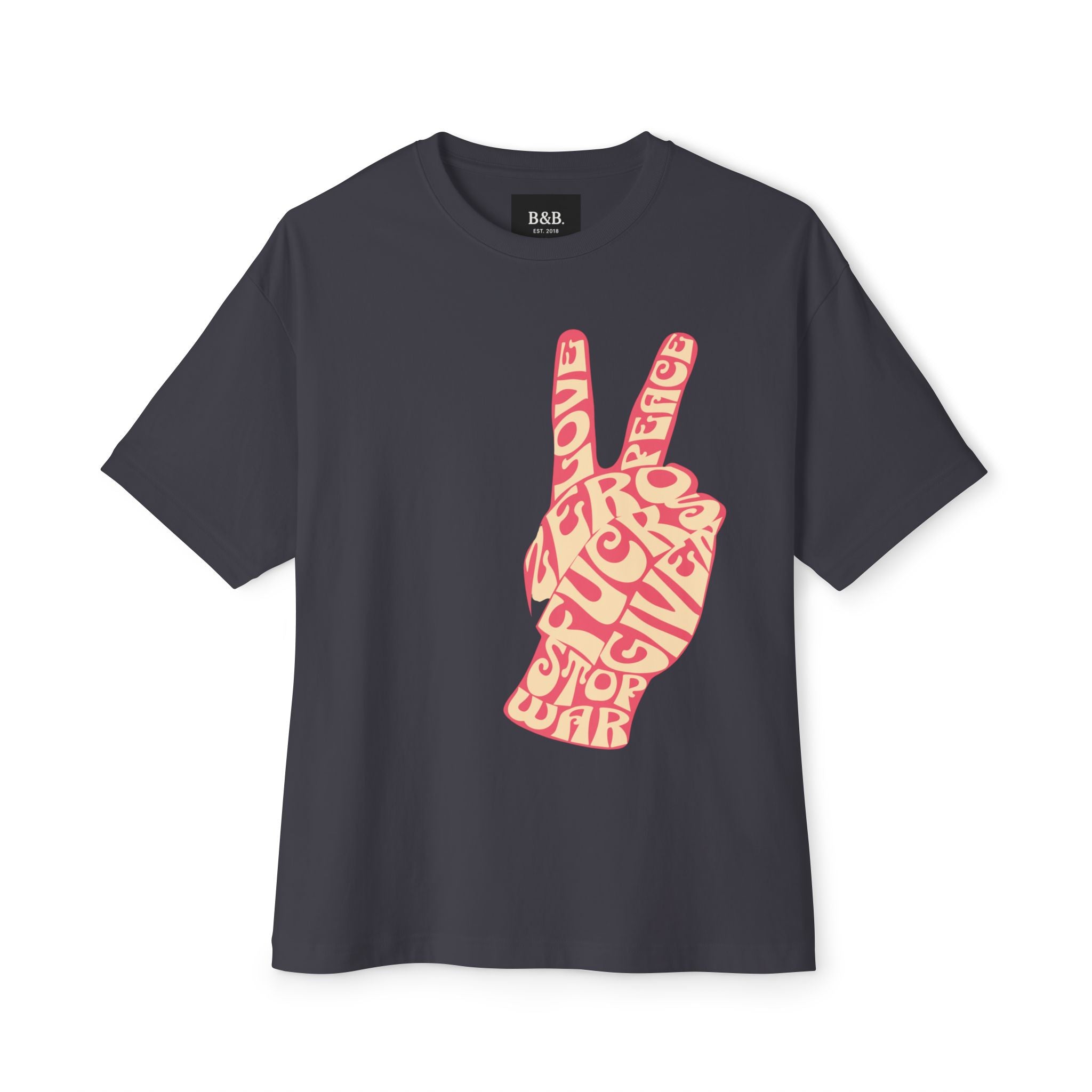 Mens Zero Fucks V1 Peace Sign Graphic Oversized  Tee