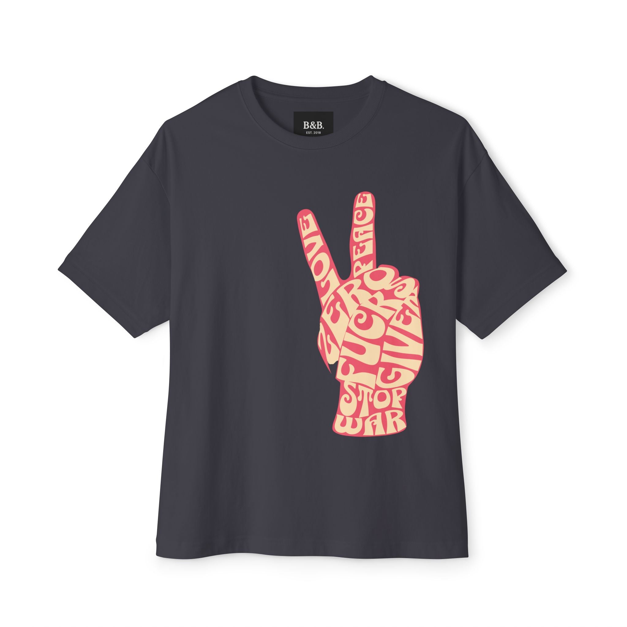 Mens Zero Fucks Peace Sign Graphic Oversized Tee