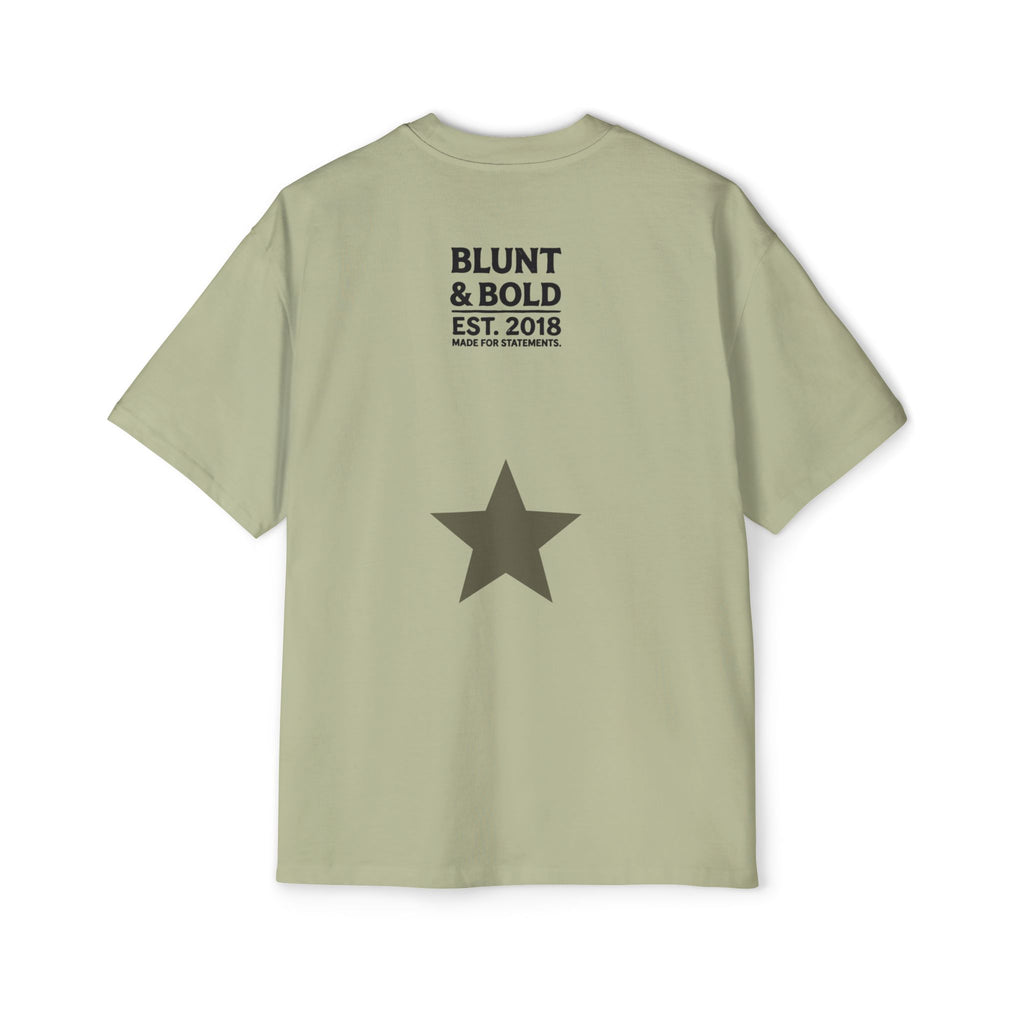 I'm An Enigma Oversized Tee — Graphic Men’s Heavy Cotton Shirt with Back Star & "Blunt & Bold" Print
