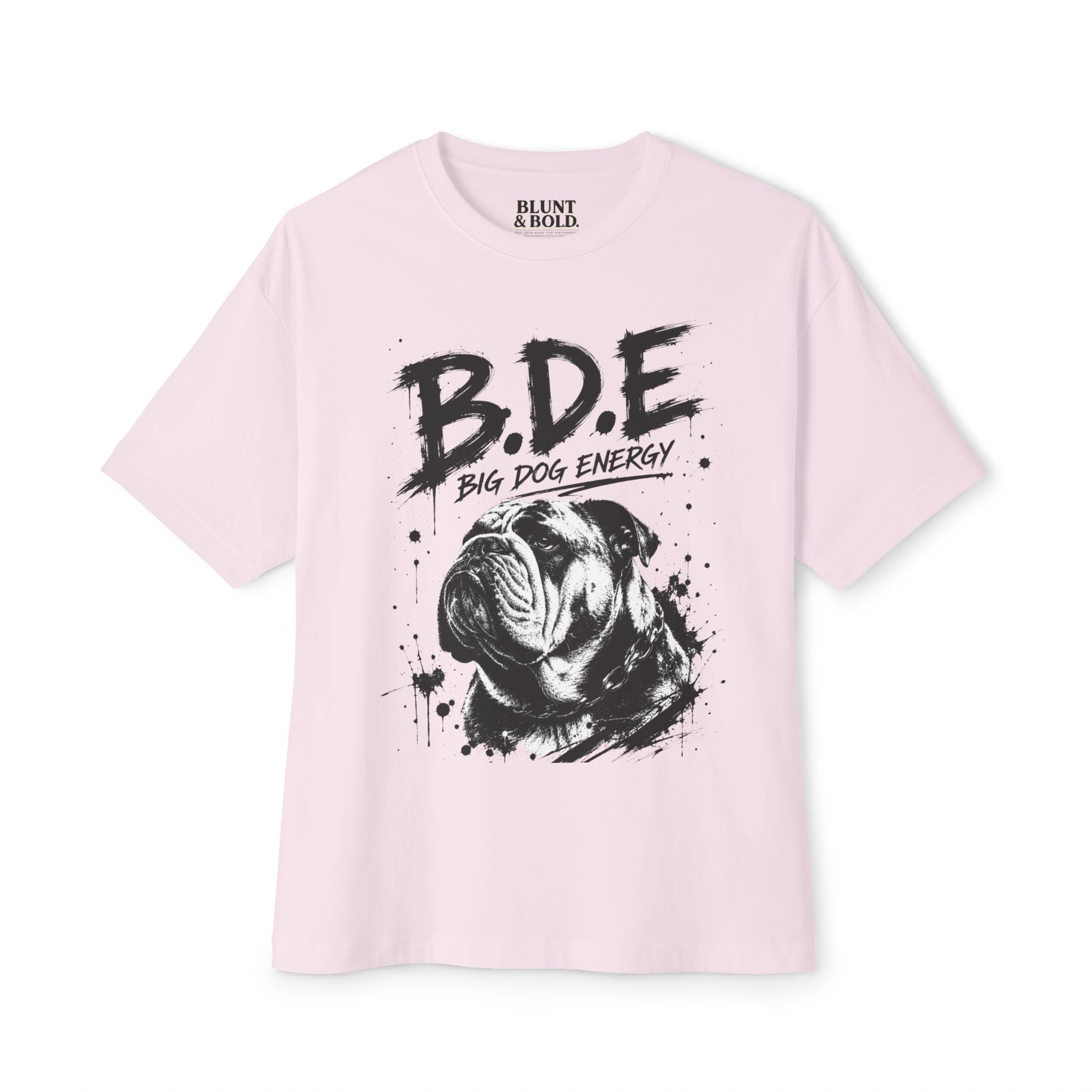 B.D.E. Bulldog Graphic Tee — "Big Dog Energy" Oversized Boxy T-Shirt