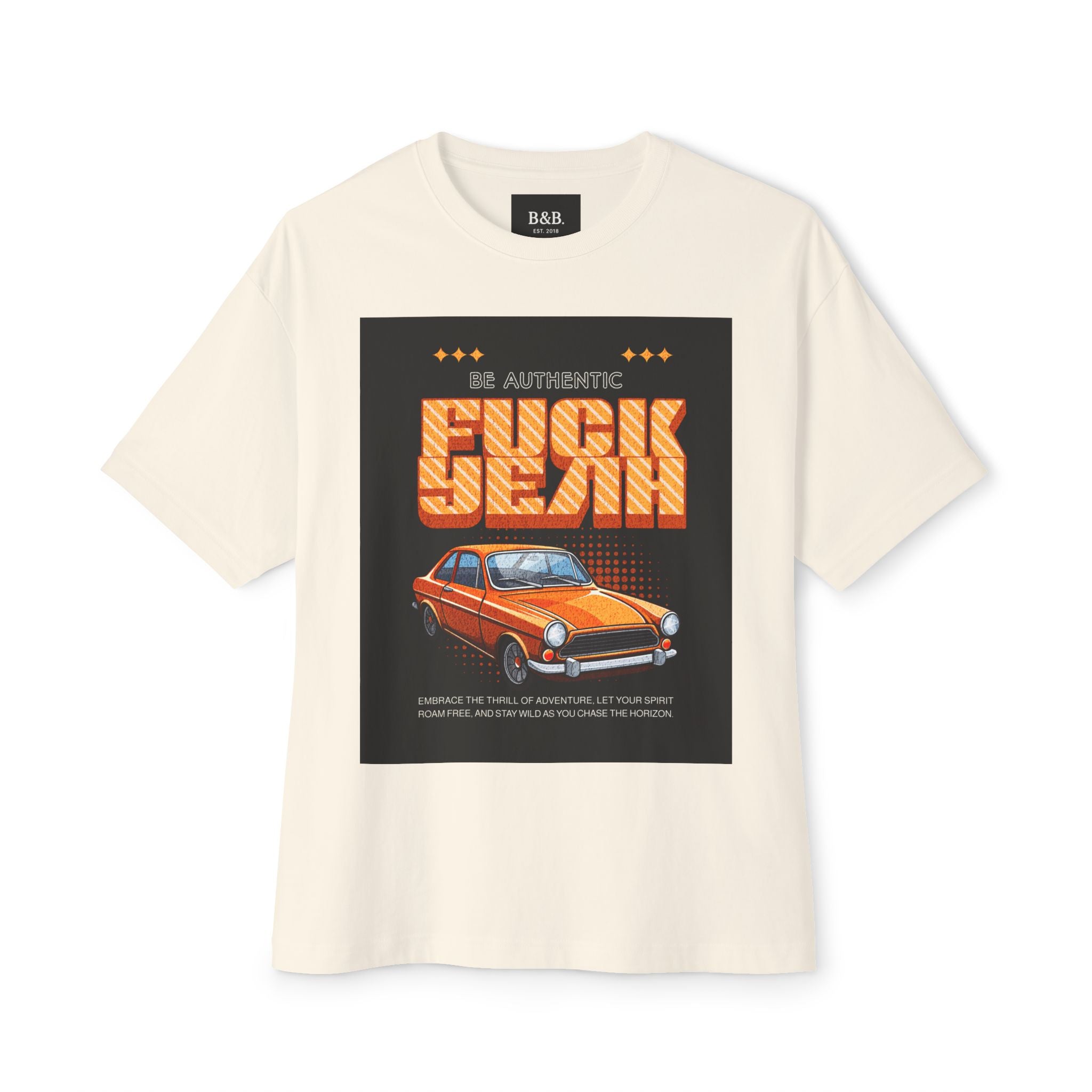 Mens FUCK YEAH Retro Oversized Box Tee