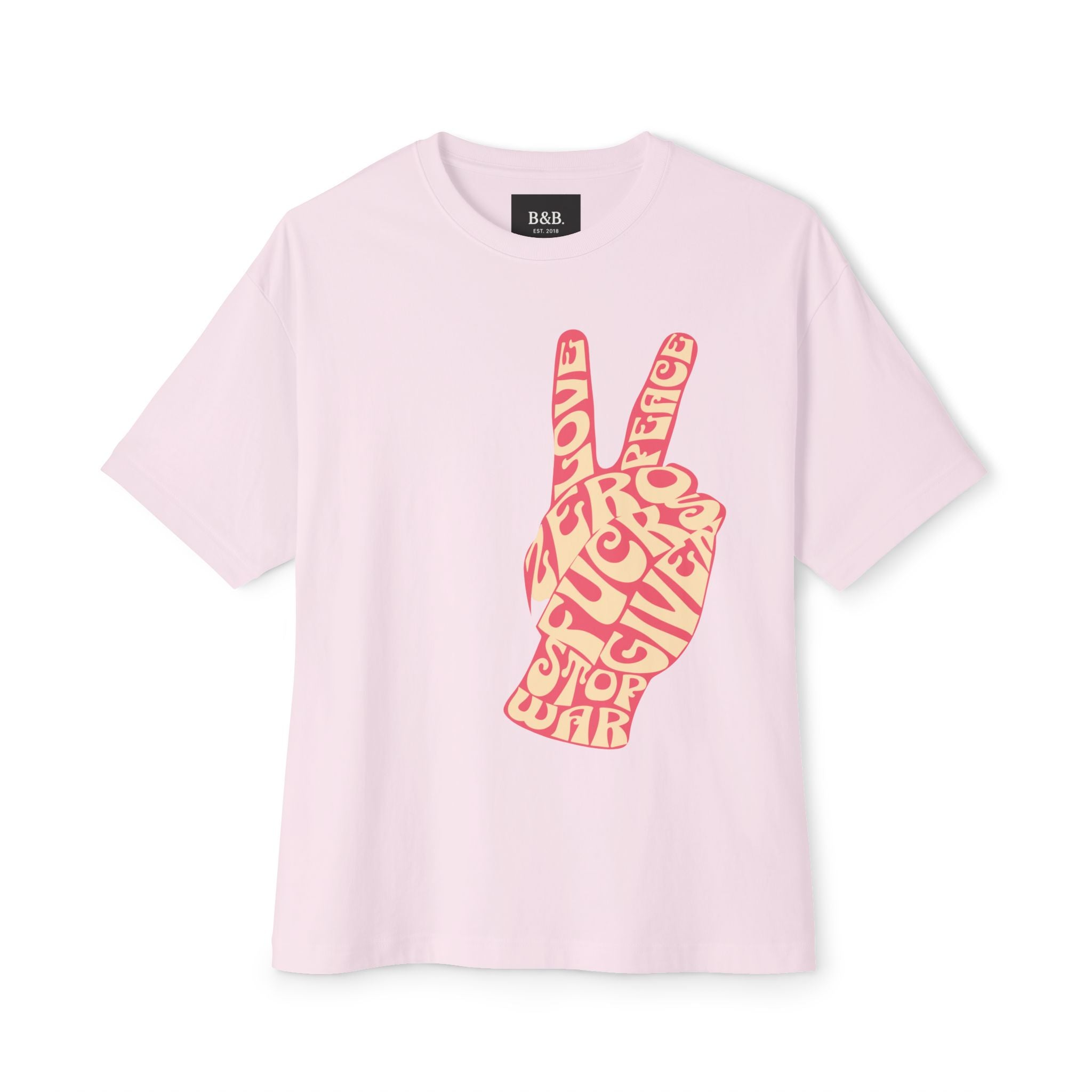 Mens Zero Fucks V1 Peace Sign Graphic Oversized  Tee