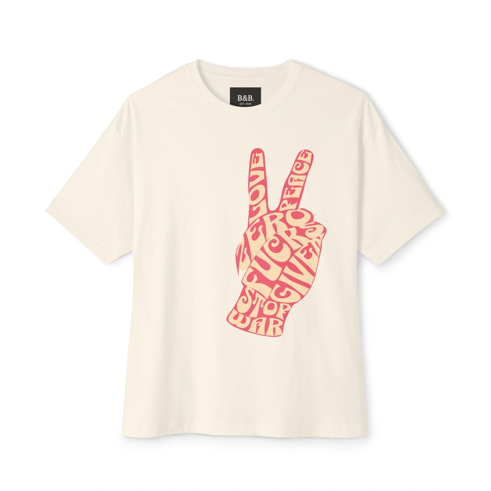 Mens Zero Fucks V1 Peace Sign Graphic Oversized  Tee