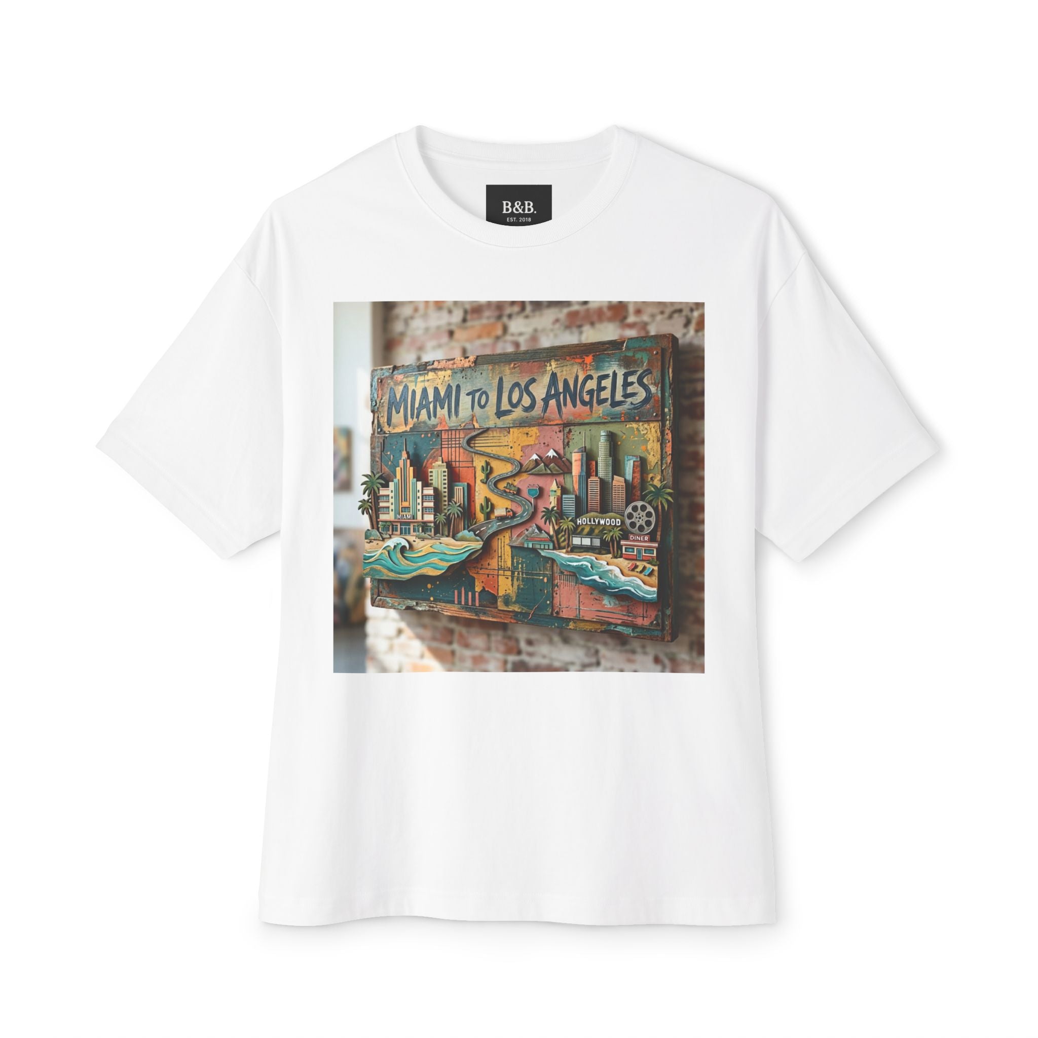 Mens MIA to LAX Graphic Tee — Miami to Los Angeles Vintage Oversized Tee