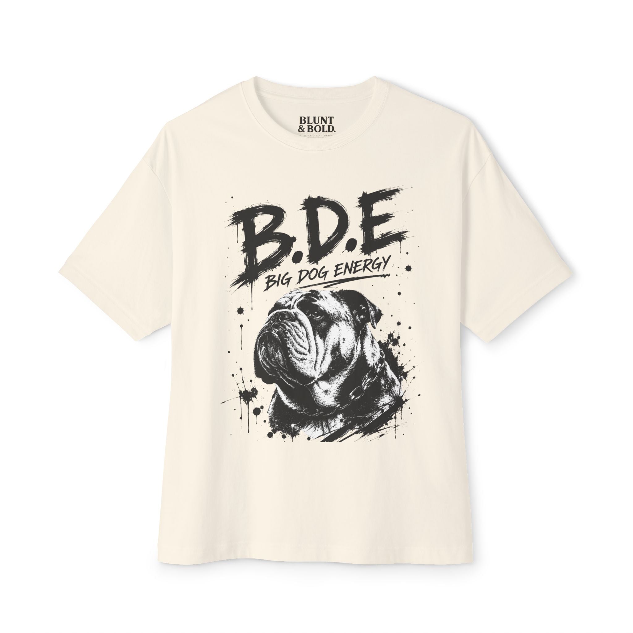 B.D.E. Bulldog Graphic Tee — "Big Dog Energy" Oversized Boxy T-Shirt