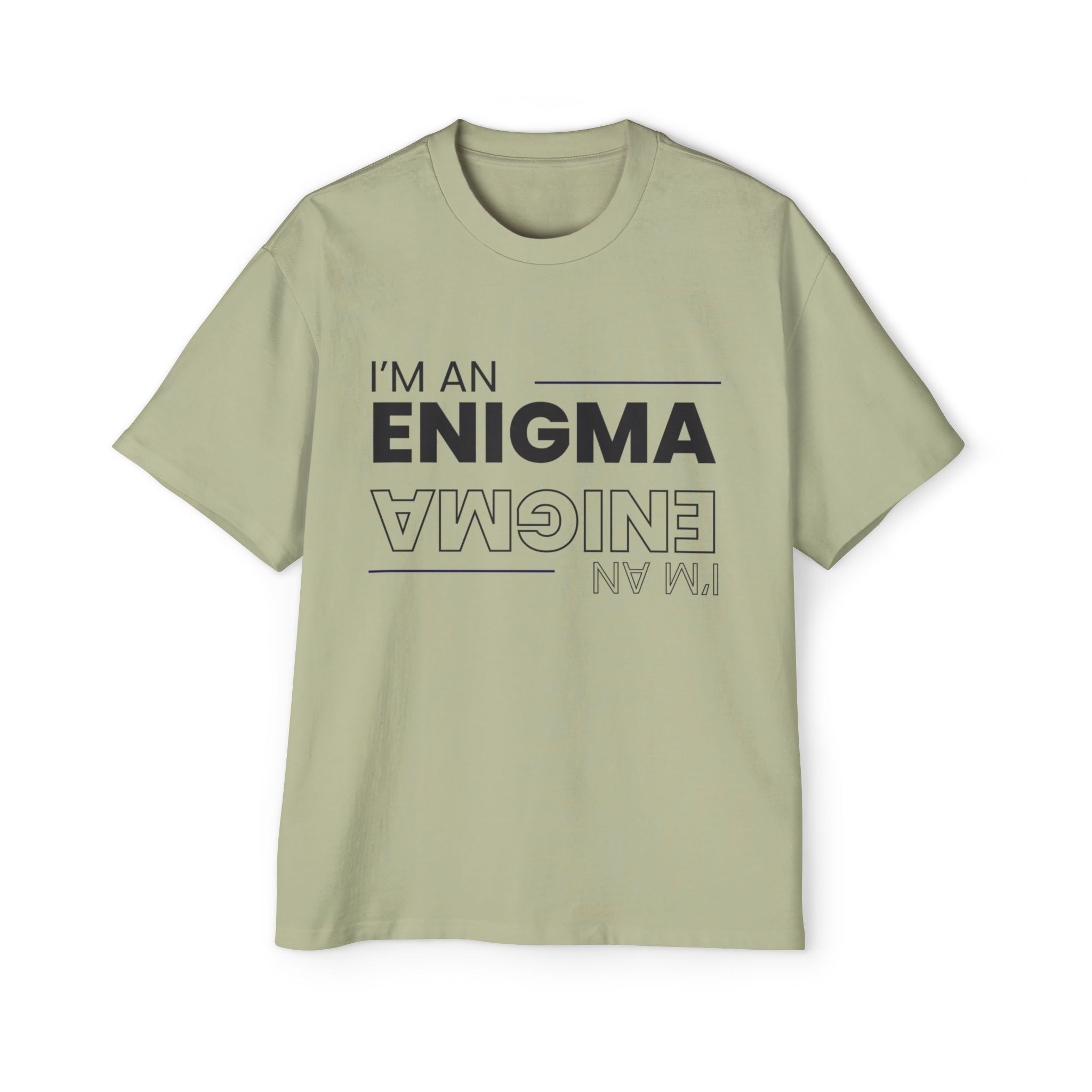 I'm An Enigma Oversized Tee — Graphic Men’s Heavy Cotton Shirt with Back Star & "Blunt & Bold" Print