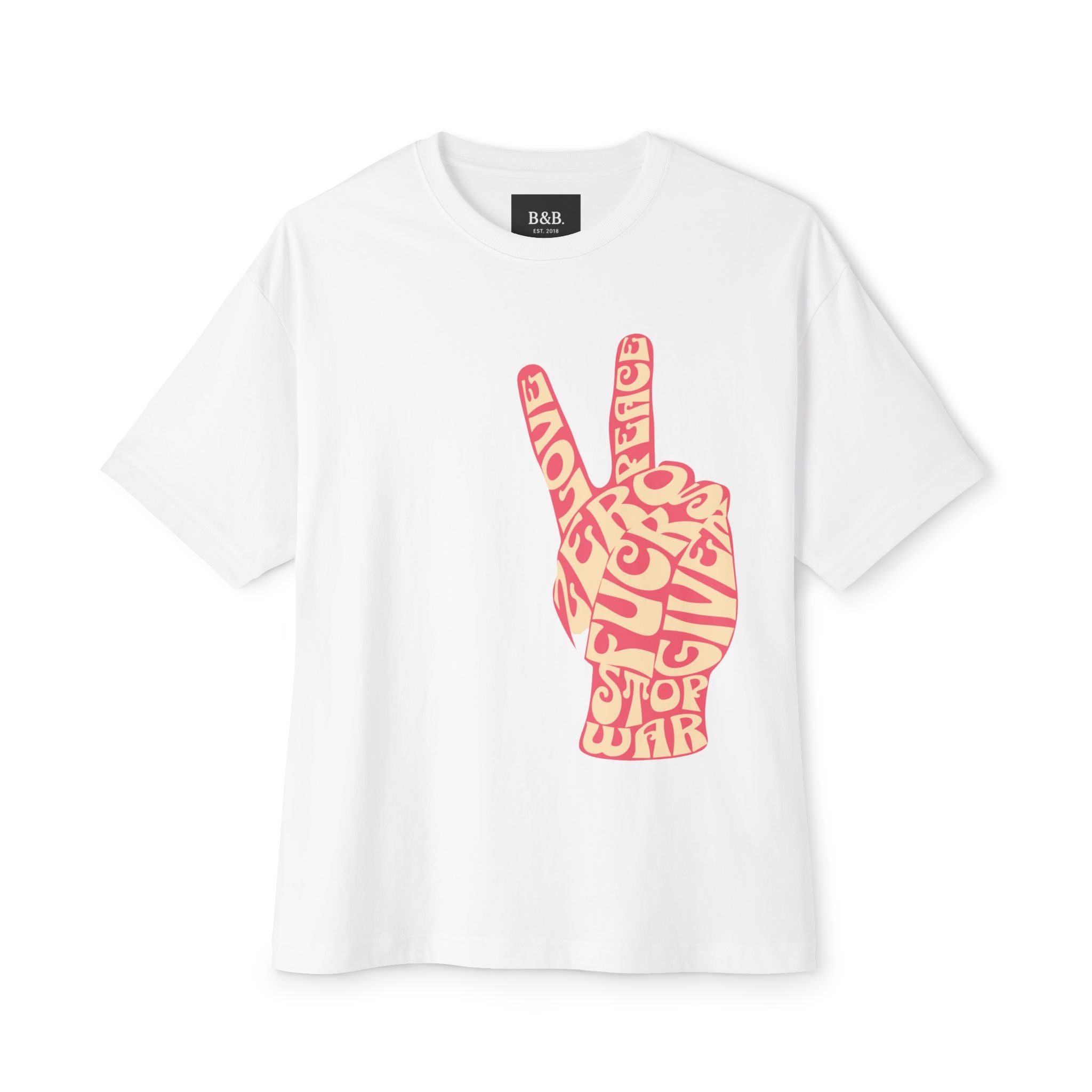 Mens Zero Fucks Peace Sign Graphic Oversized Tee