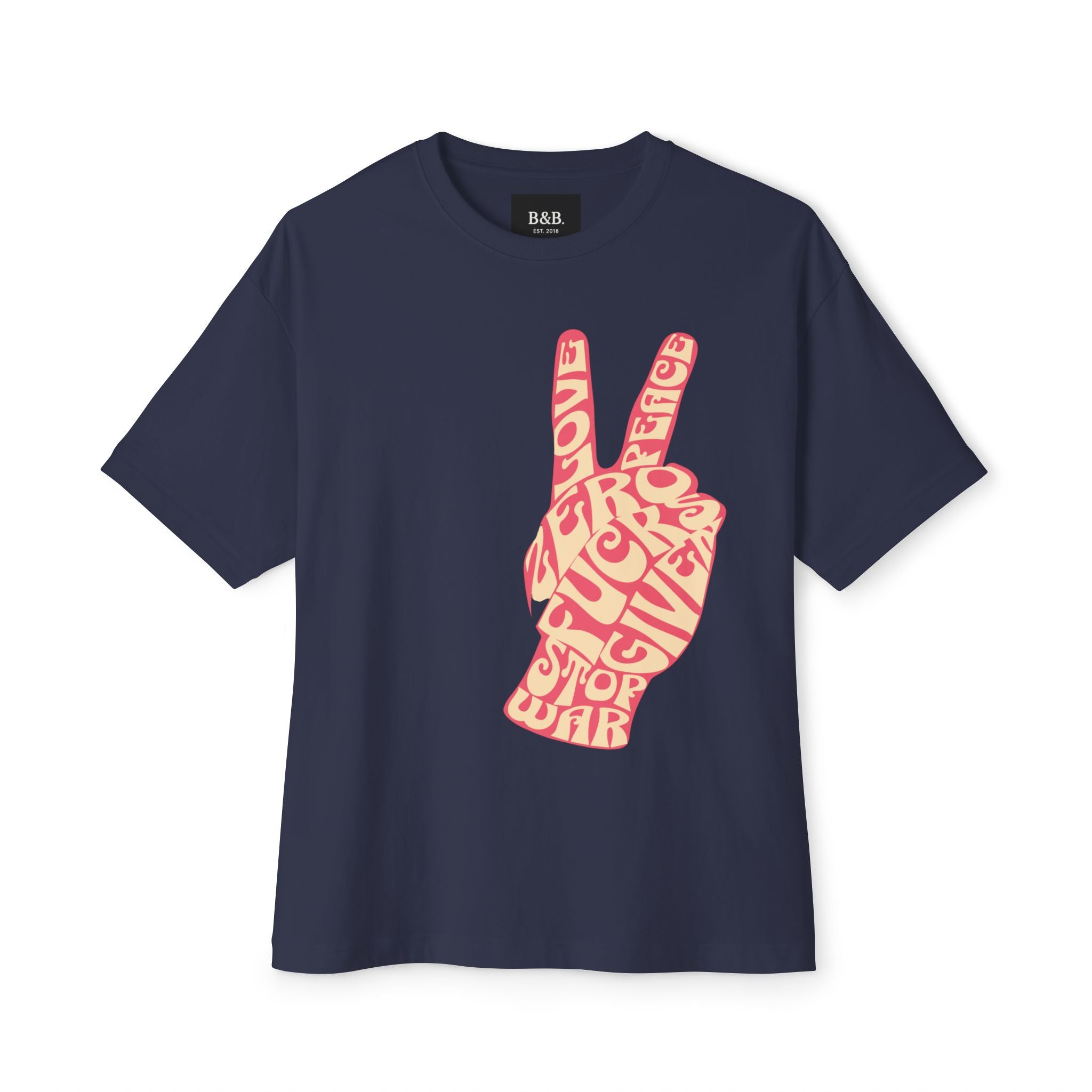 Mens Zero Fucks V1 Peace Sign Graphic Oversized  Tee