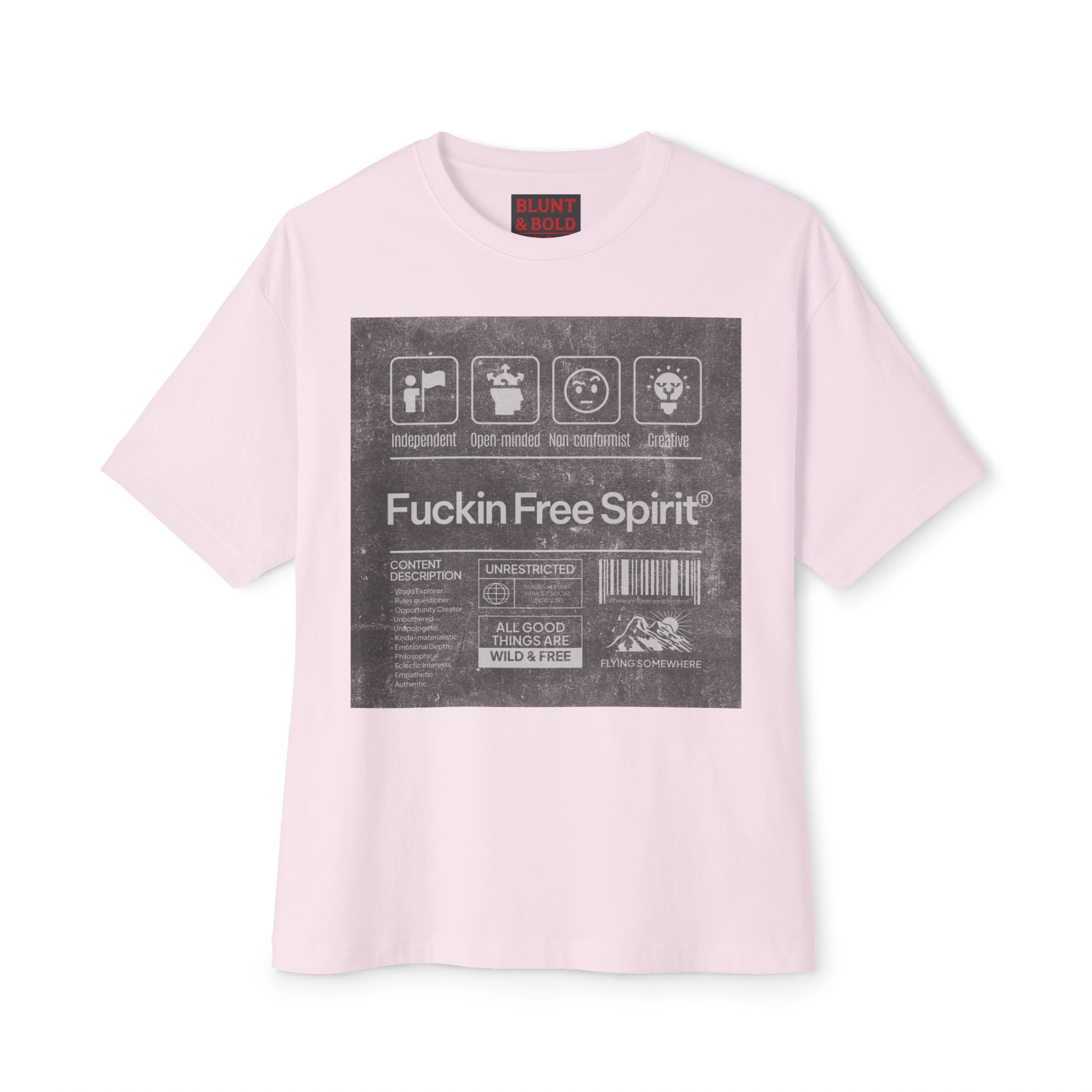 Mens ;FREE SPIRIT" Oversized  Boxy Tee