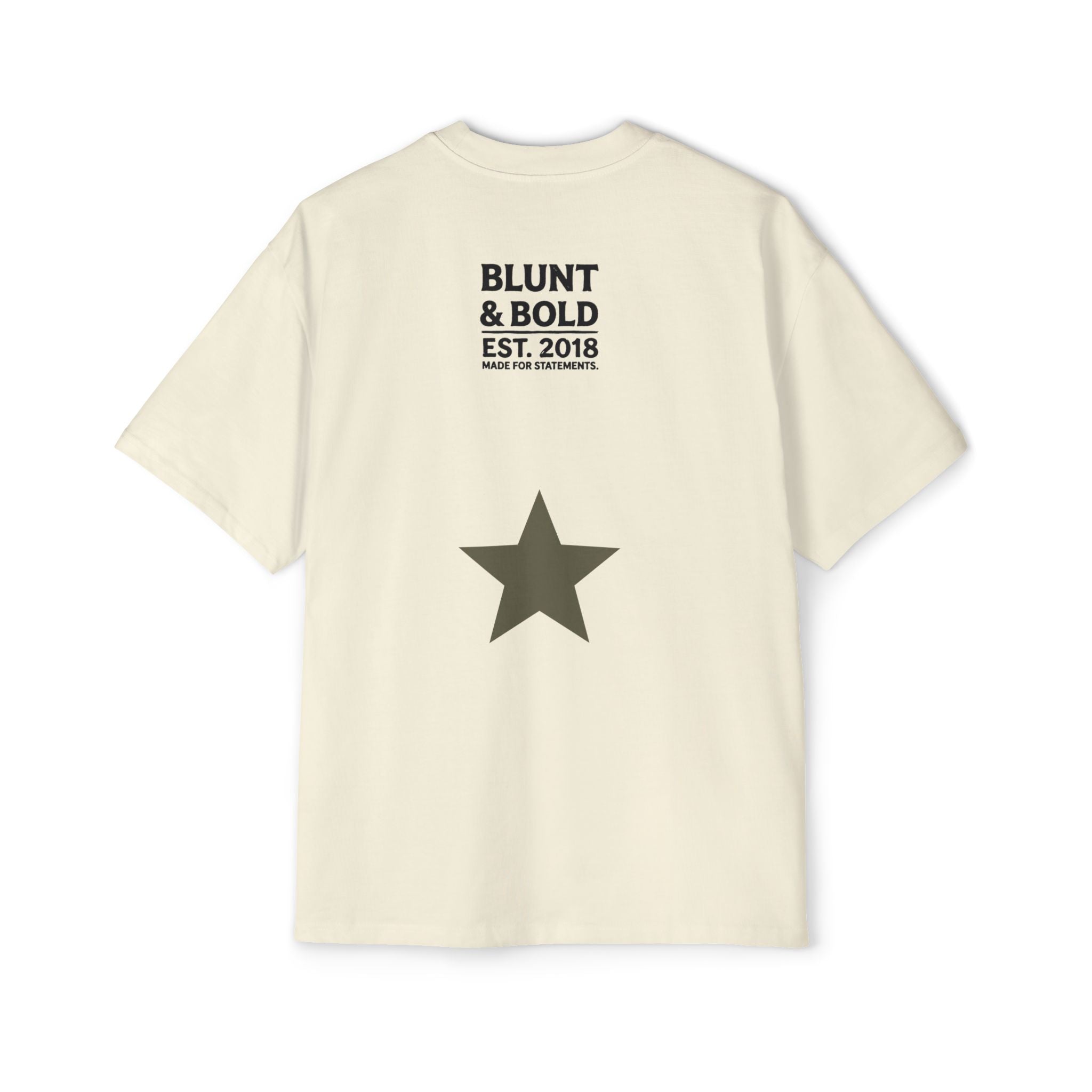 I'm An Enigma Oversized Tee — Graphic Men’s Heavy Cotton Shirt with Back Star & "Blunt & Bold" Print