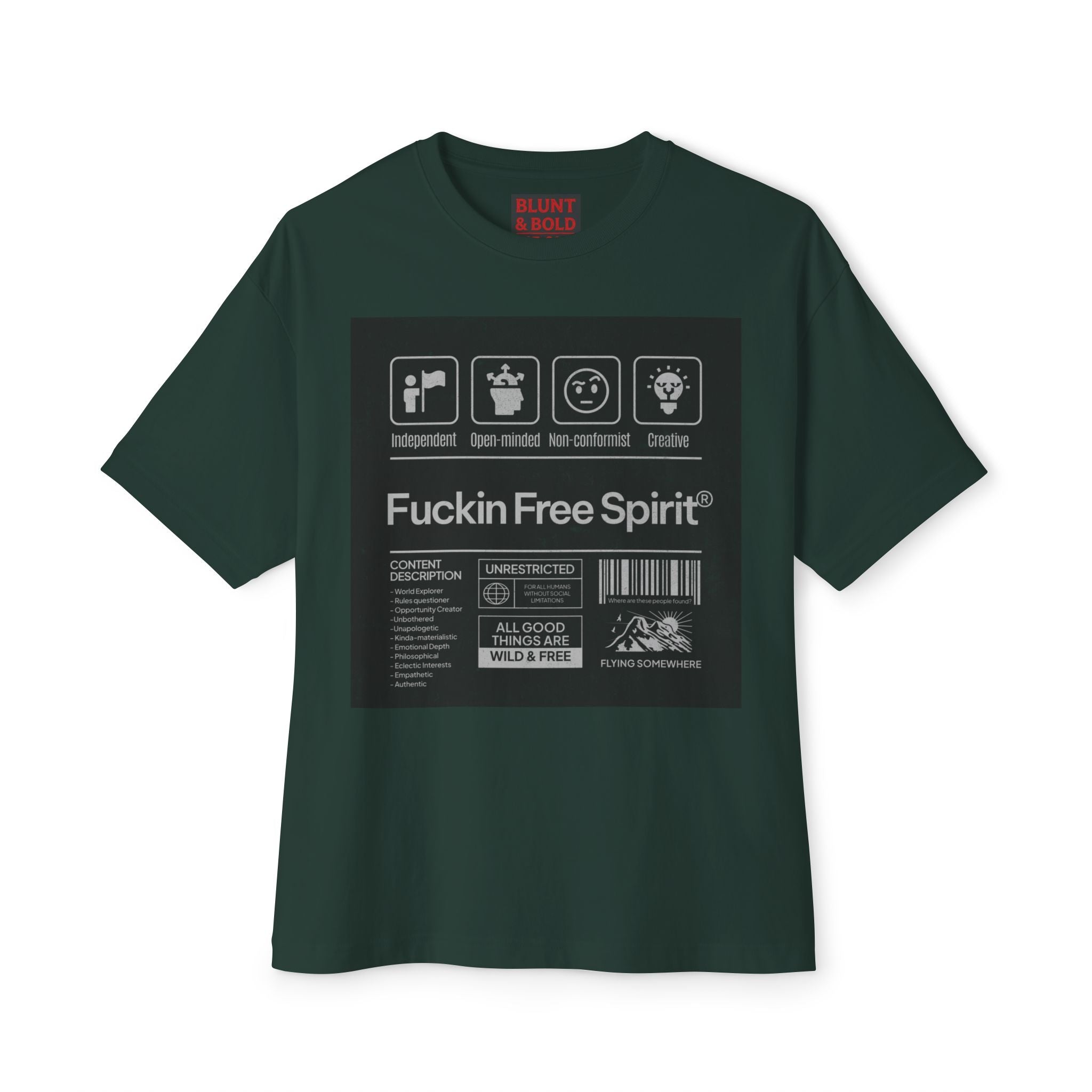 Mens ;FREE SPIRIT" Oversized  Boxy Tee