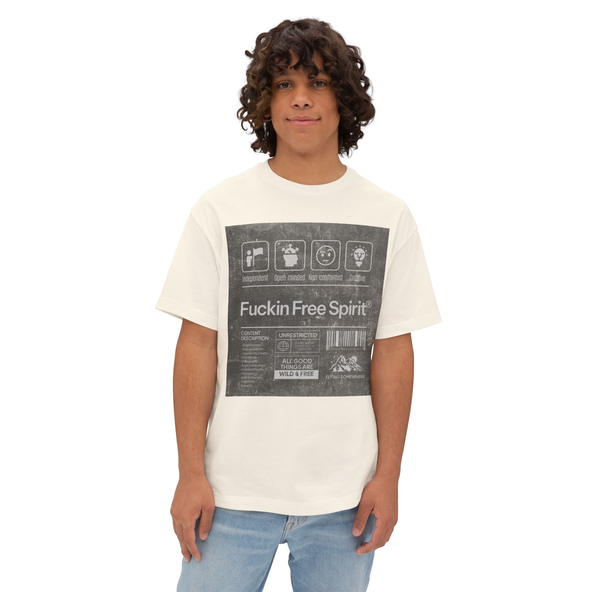 Mens ;FREE SPIRIT" Oversized  Boxy Tee