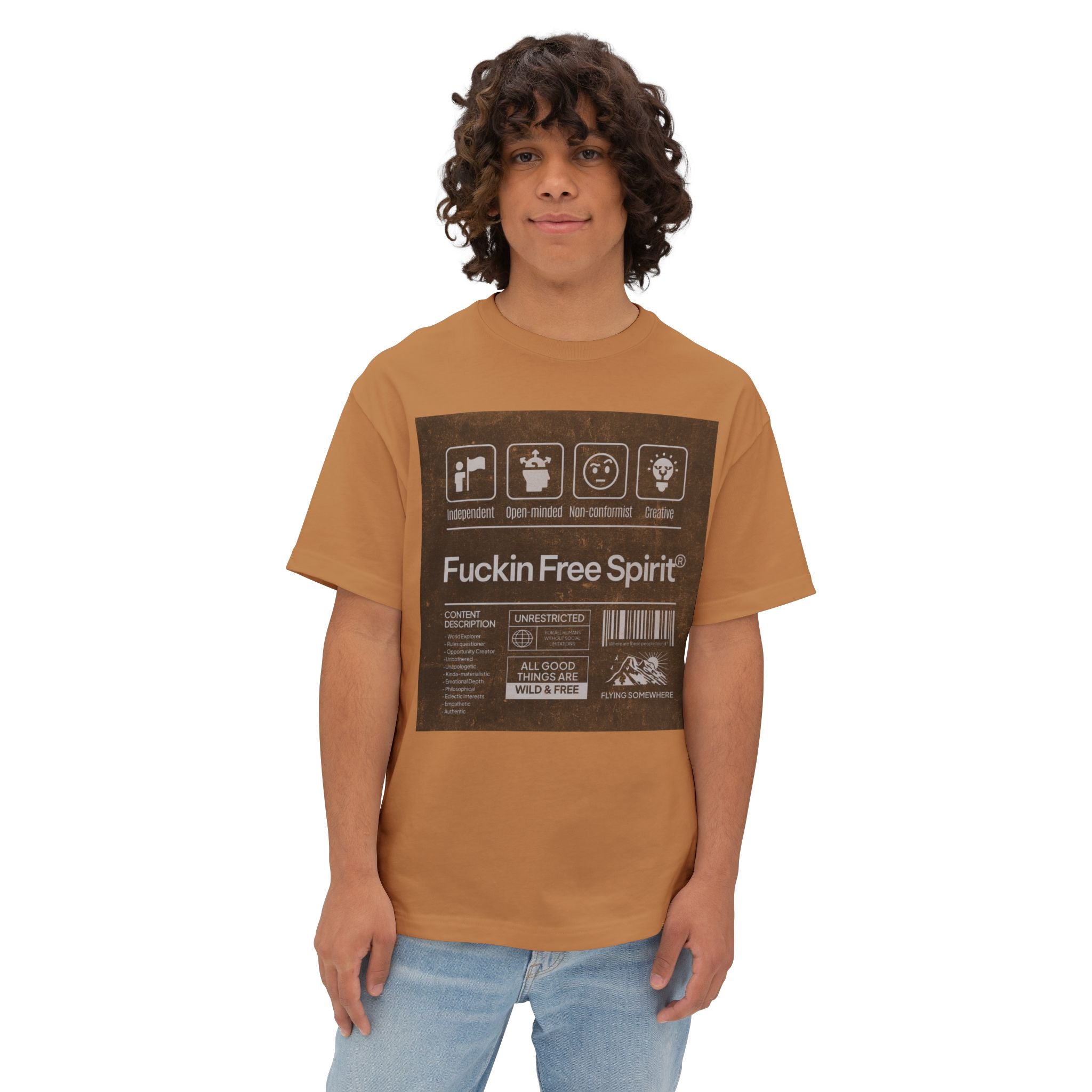 Mens ;FREE SPIRIT" Oversized  Boxy Tee