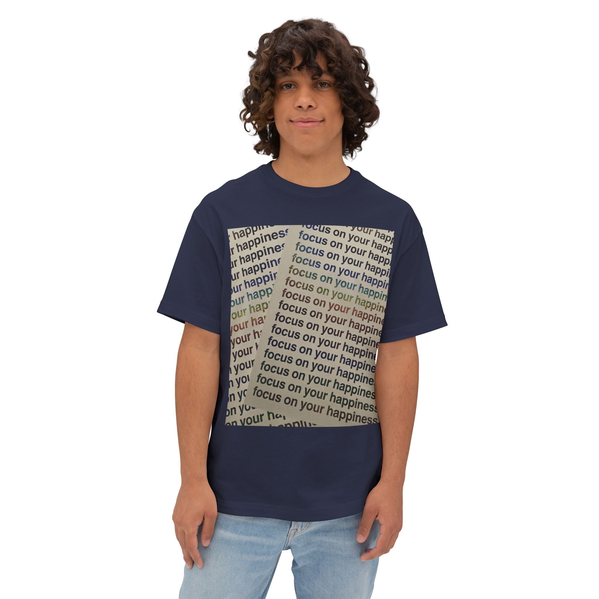 Mens Focus on Your Happiness Oversized Tee