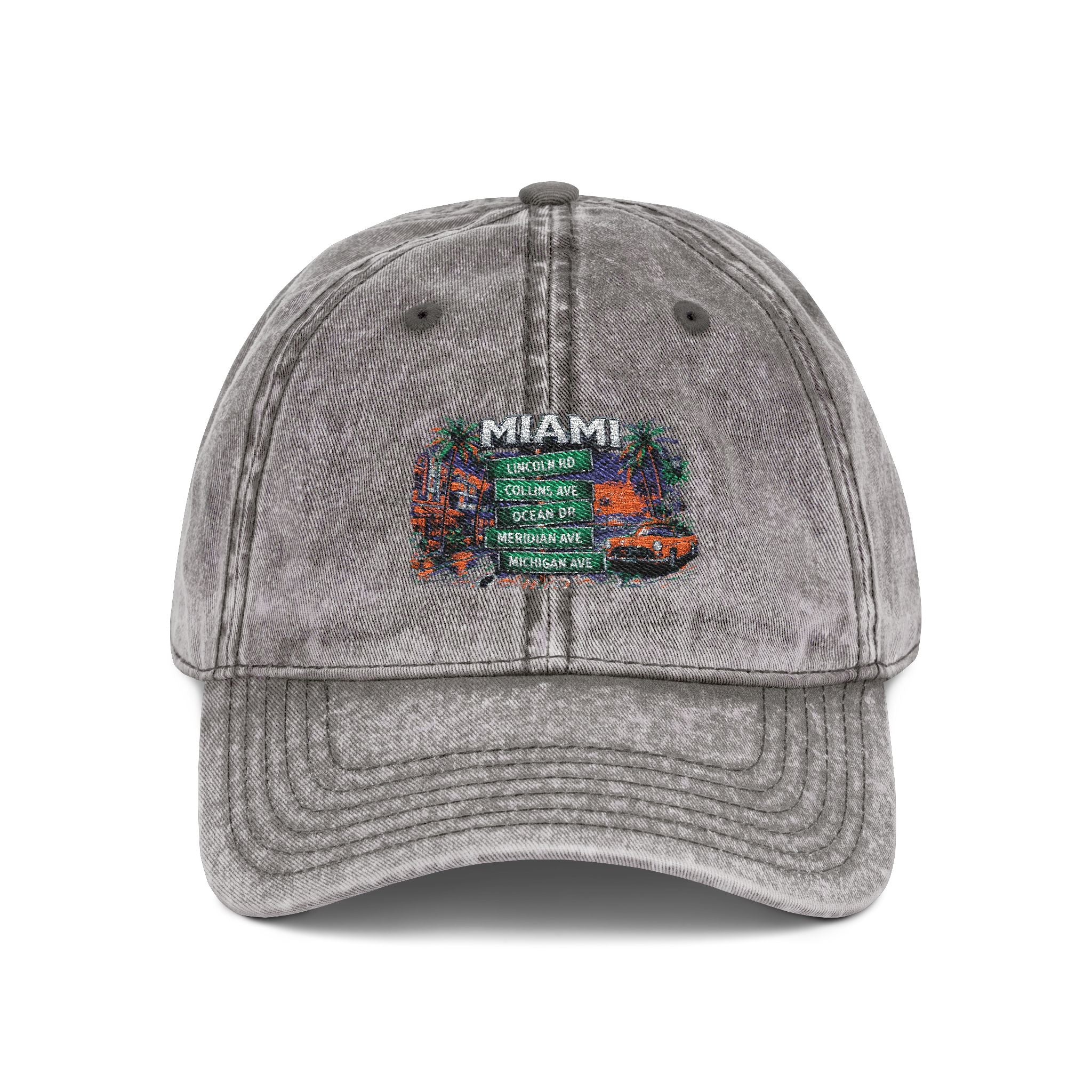 B & B Miami' Floral Flag Patch Vintage Embroidered Cap