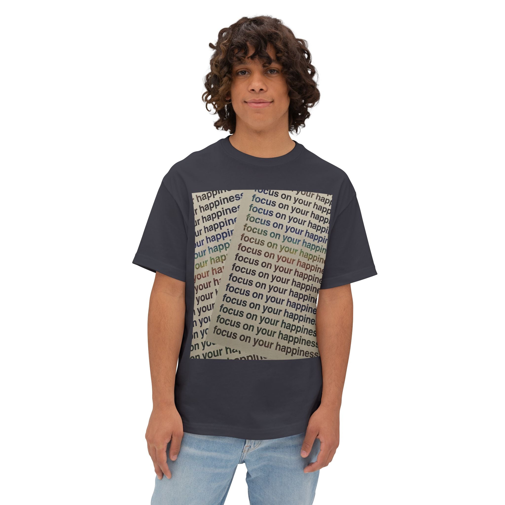 Mens Focus on Your Happiness Oversized Tee