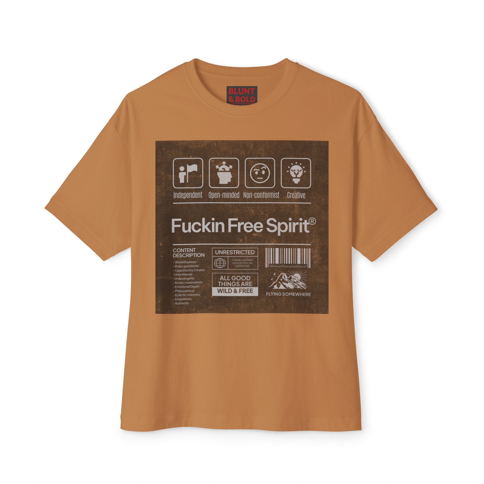 Mens ;FREE SPIRIT" Oversized  Boxy Tee