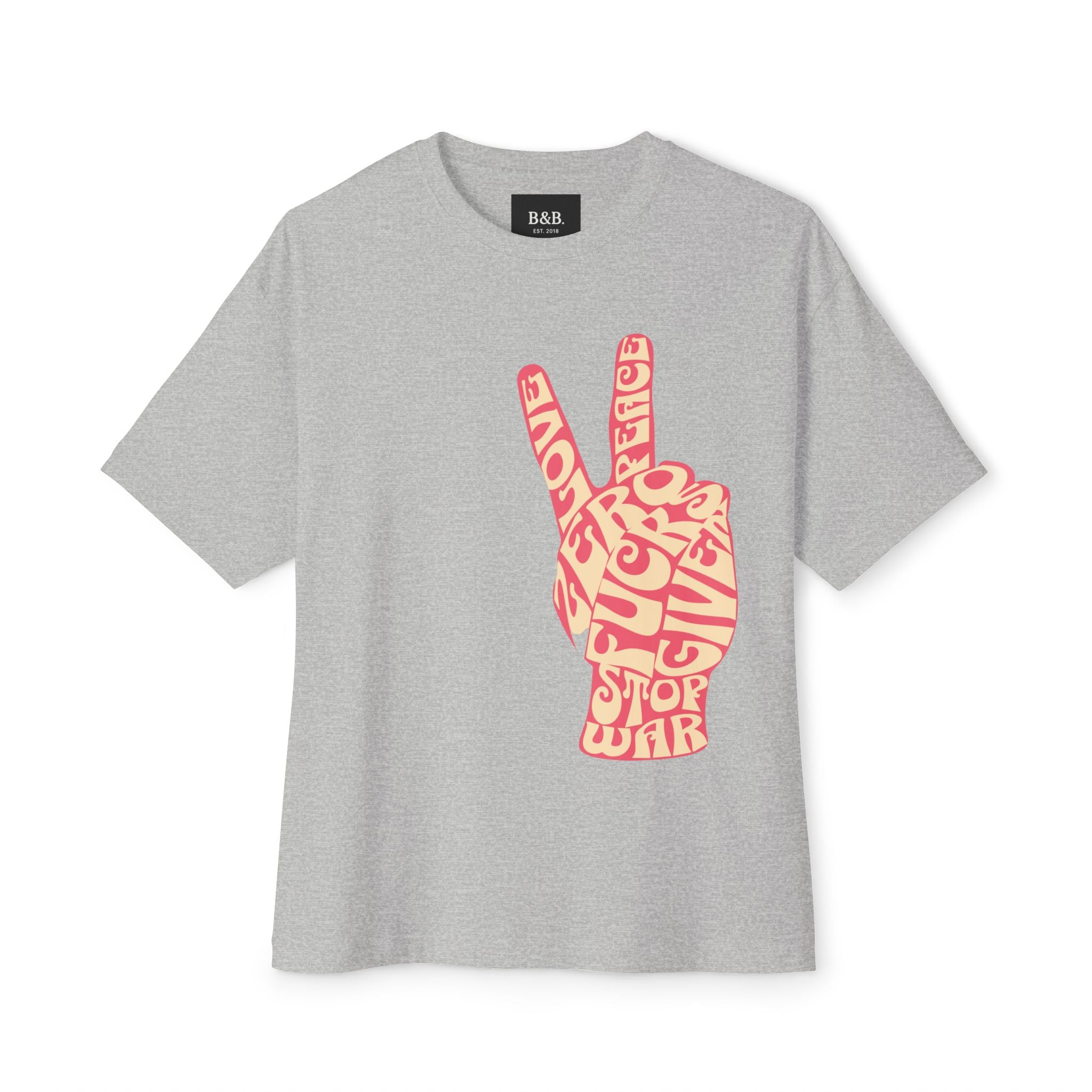 Mens Zero Fucks Peace Sign Graphic Oversized Tee