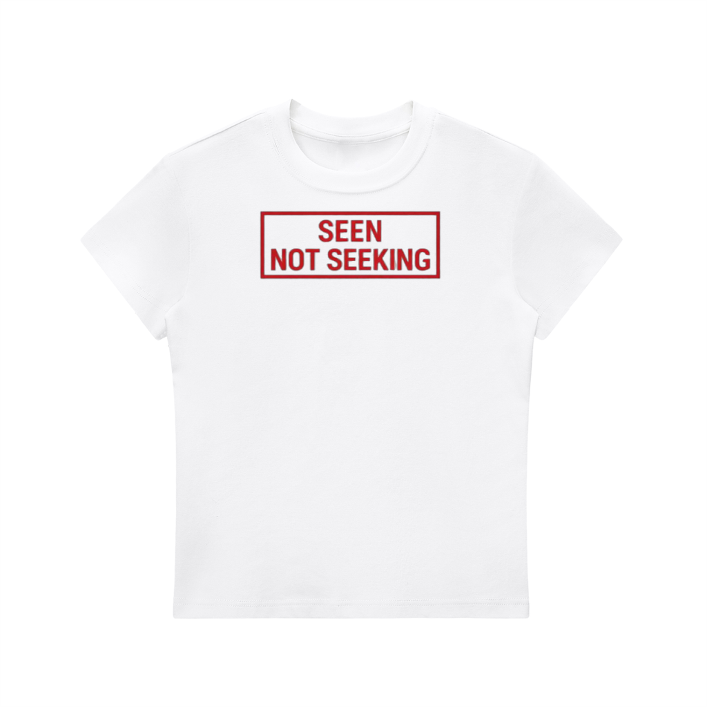 Womens 'SEEN NOT SEEKING' Essential Bodycon Crewneck Tee