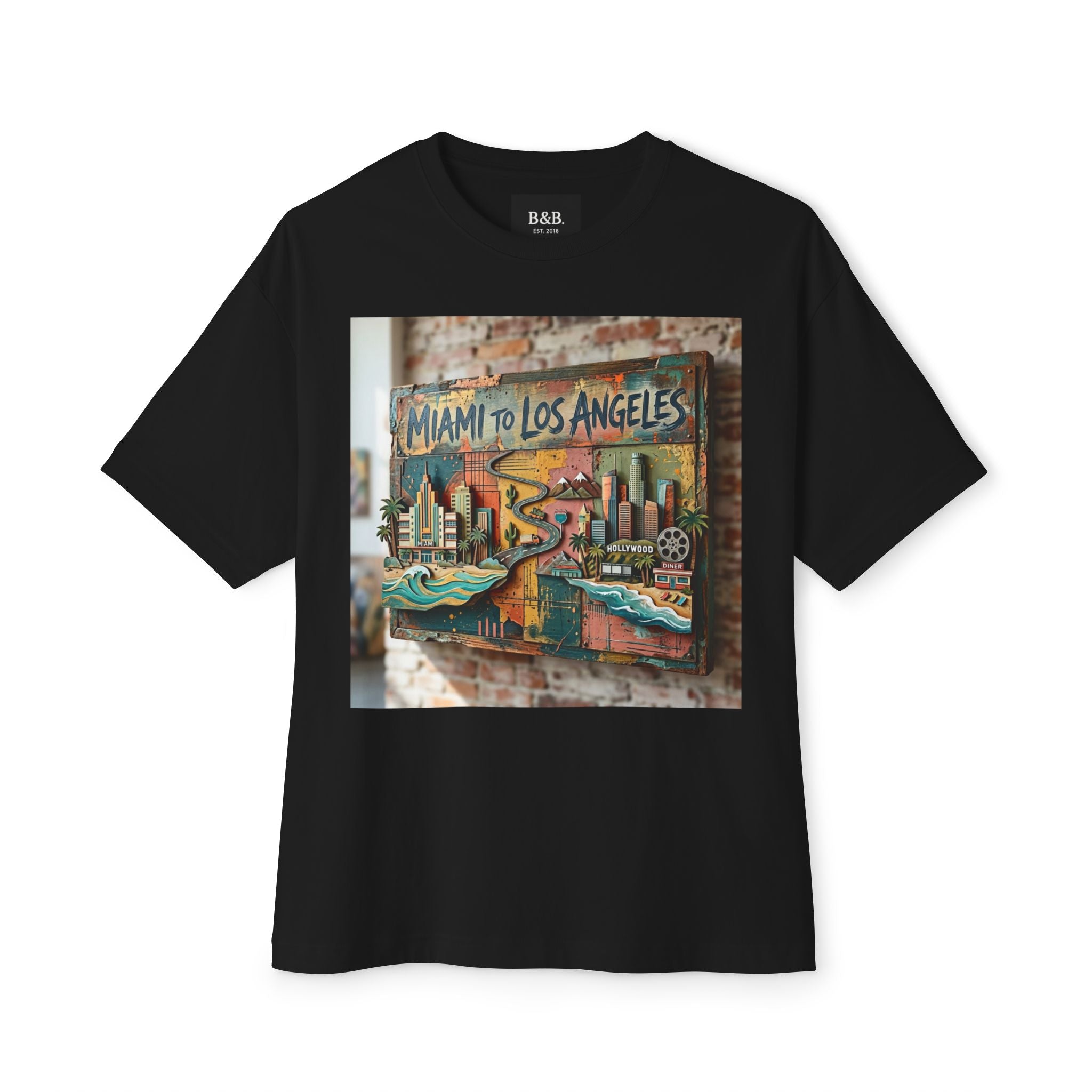 Mens MIA to LAX Graphic Tee — Miami to Los Angeles Vintage Oversized Tee