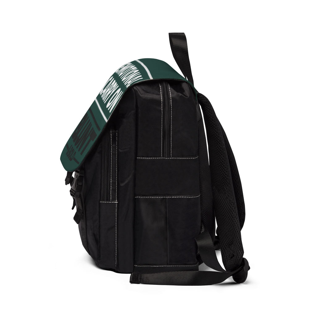Backpack — "Emotional Carry On" Green Flap Casual Travel Bag