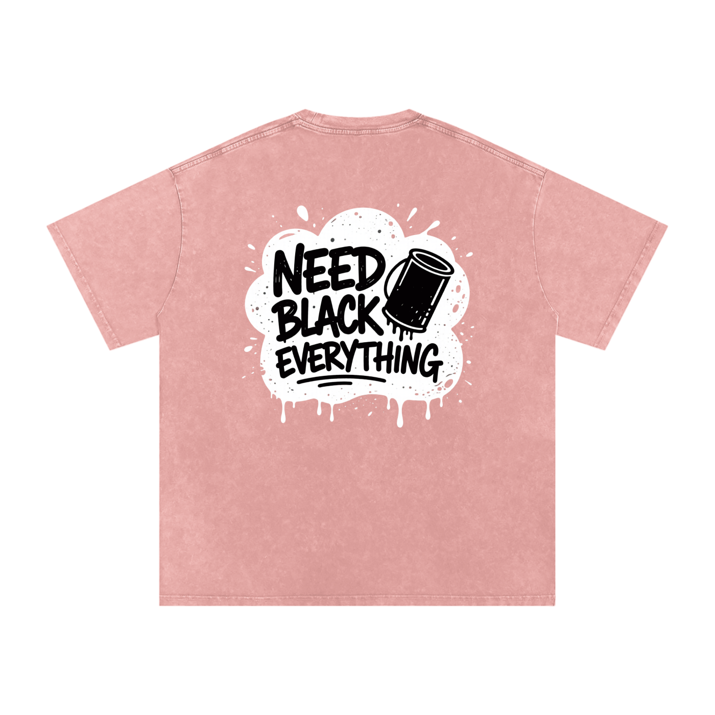 MENS 'NEED  BLACK EVERYTHING 'Snow Washed Oversized Cotton TEE