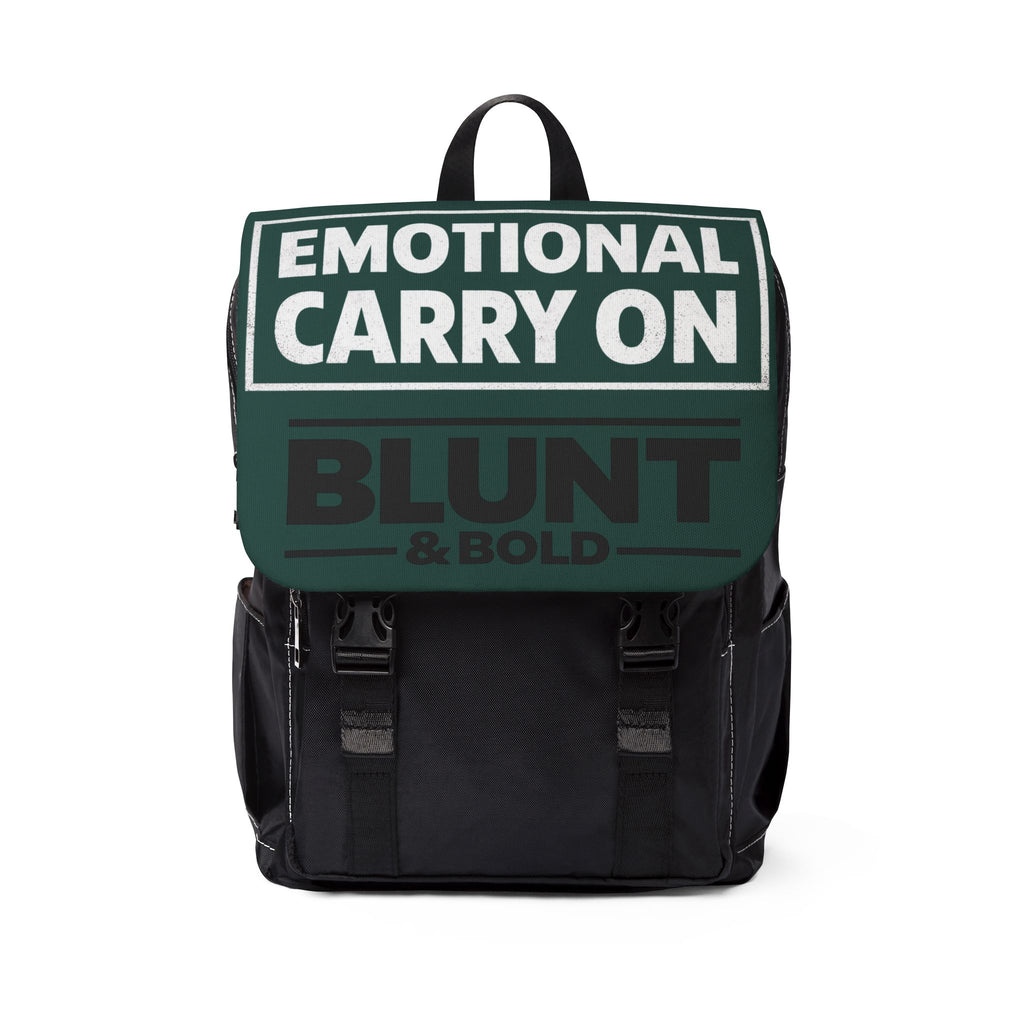 Backpack — "Emotional Carry On" Green Flap Casual Travel Bag