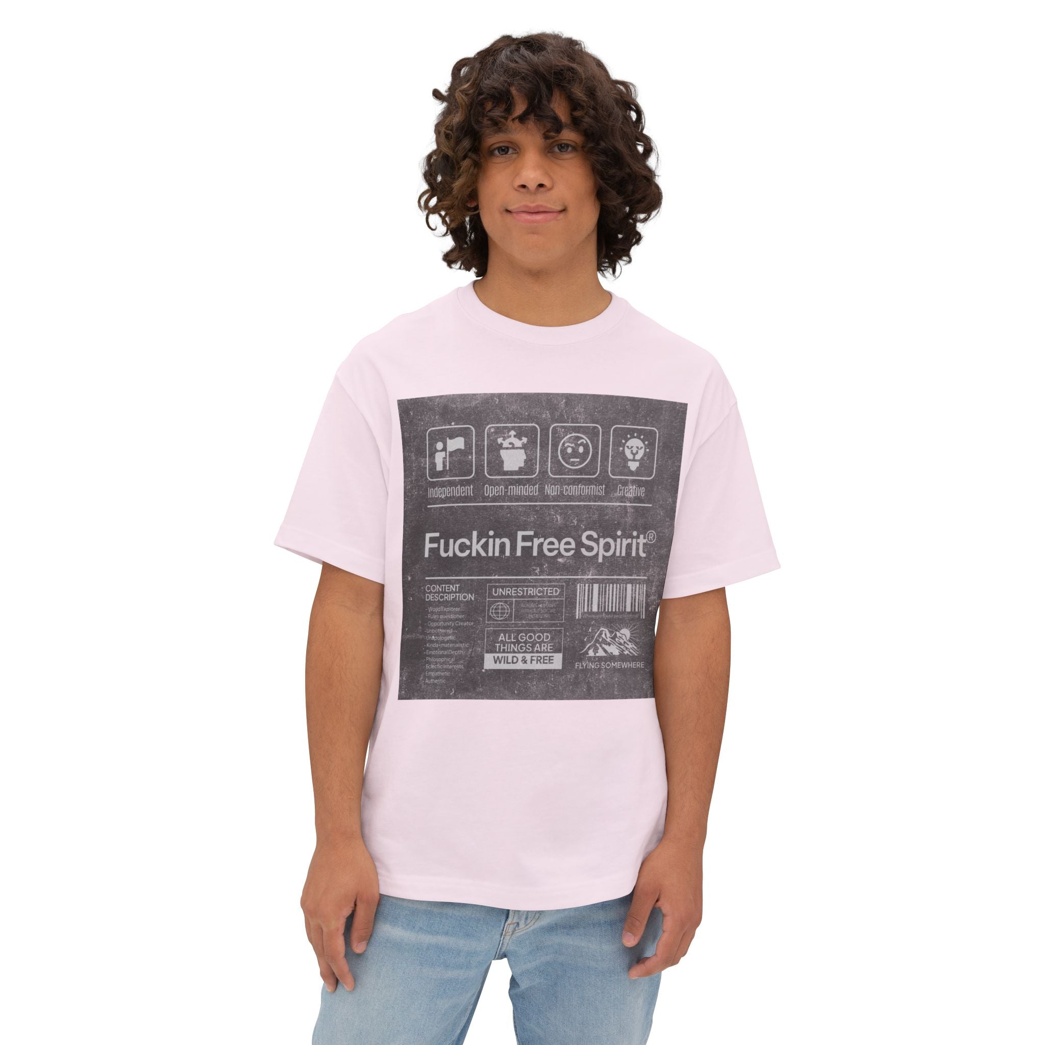 Mens ;FREE SPIRIT" Oversized  Boxy Tee