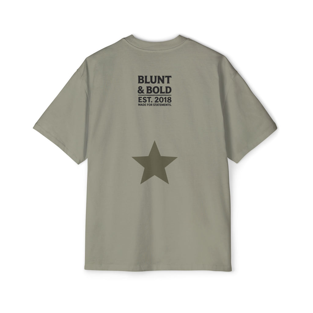 I'm An Enigma Oversized Tee — Graphic Men’s Heavy Cotton Shirt with Back Star & "Blunt & Bold" Print