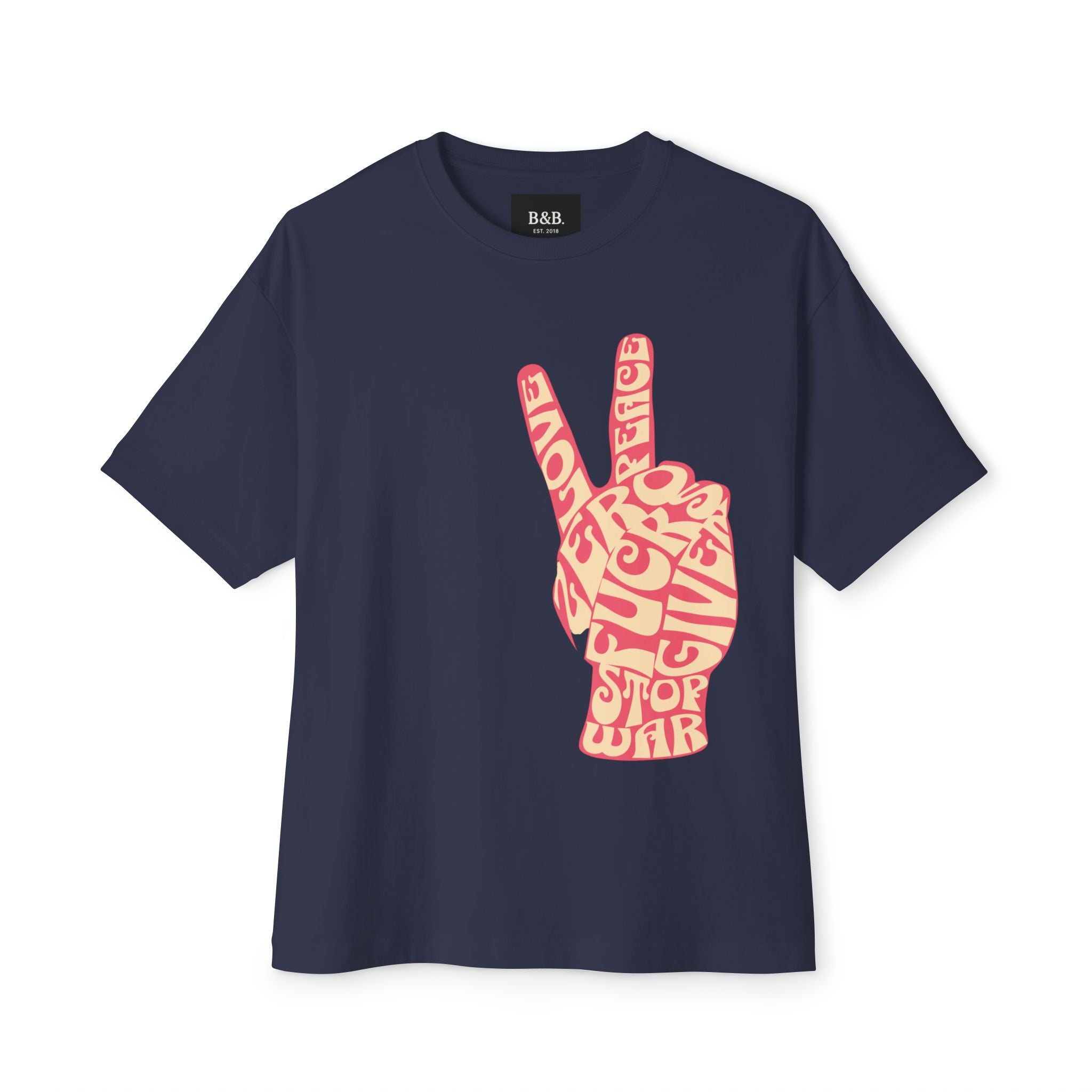 Mens Zero Fucks Peace Sign Graphic Oversized Tee