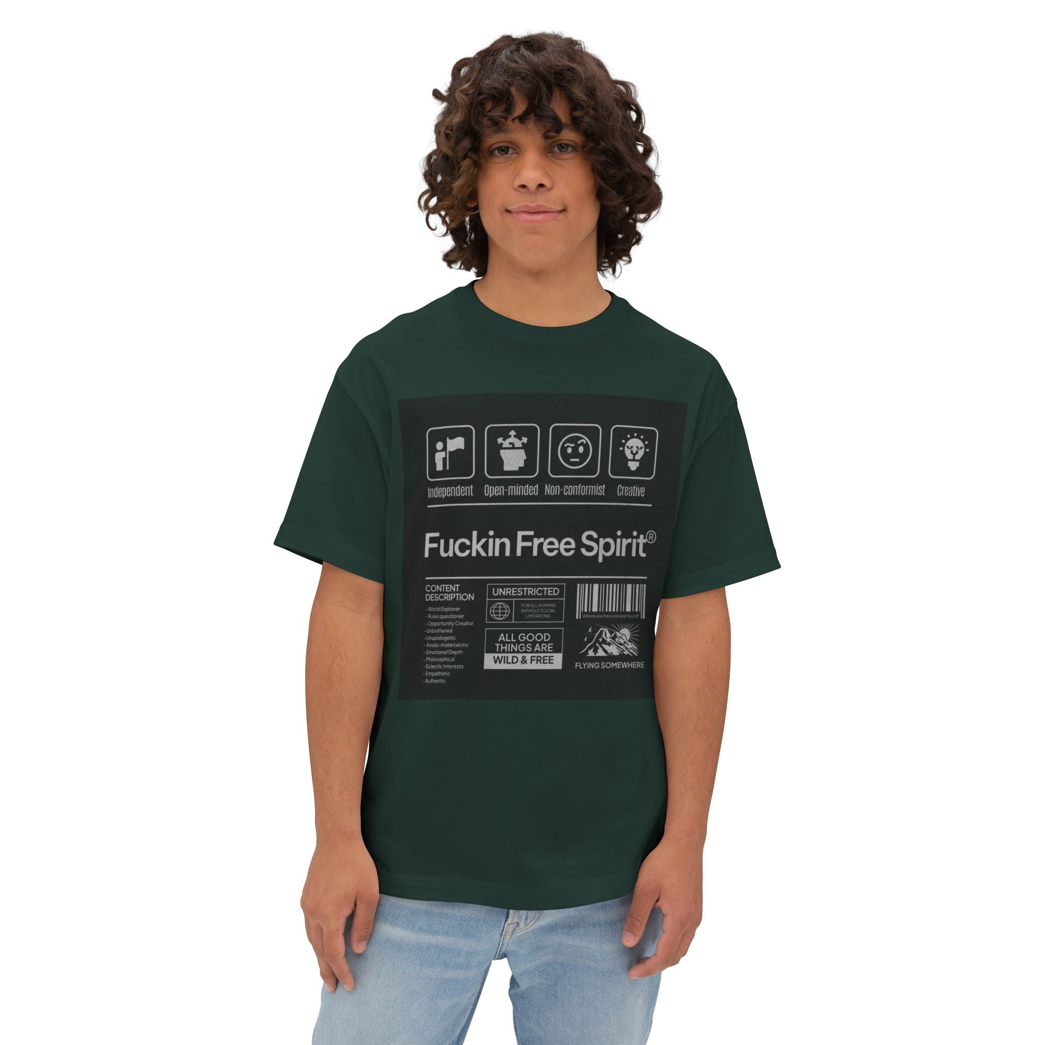 Mens ;FREE SPIRIT" Oversized  Boxy Tee