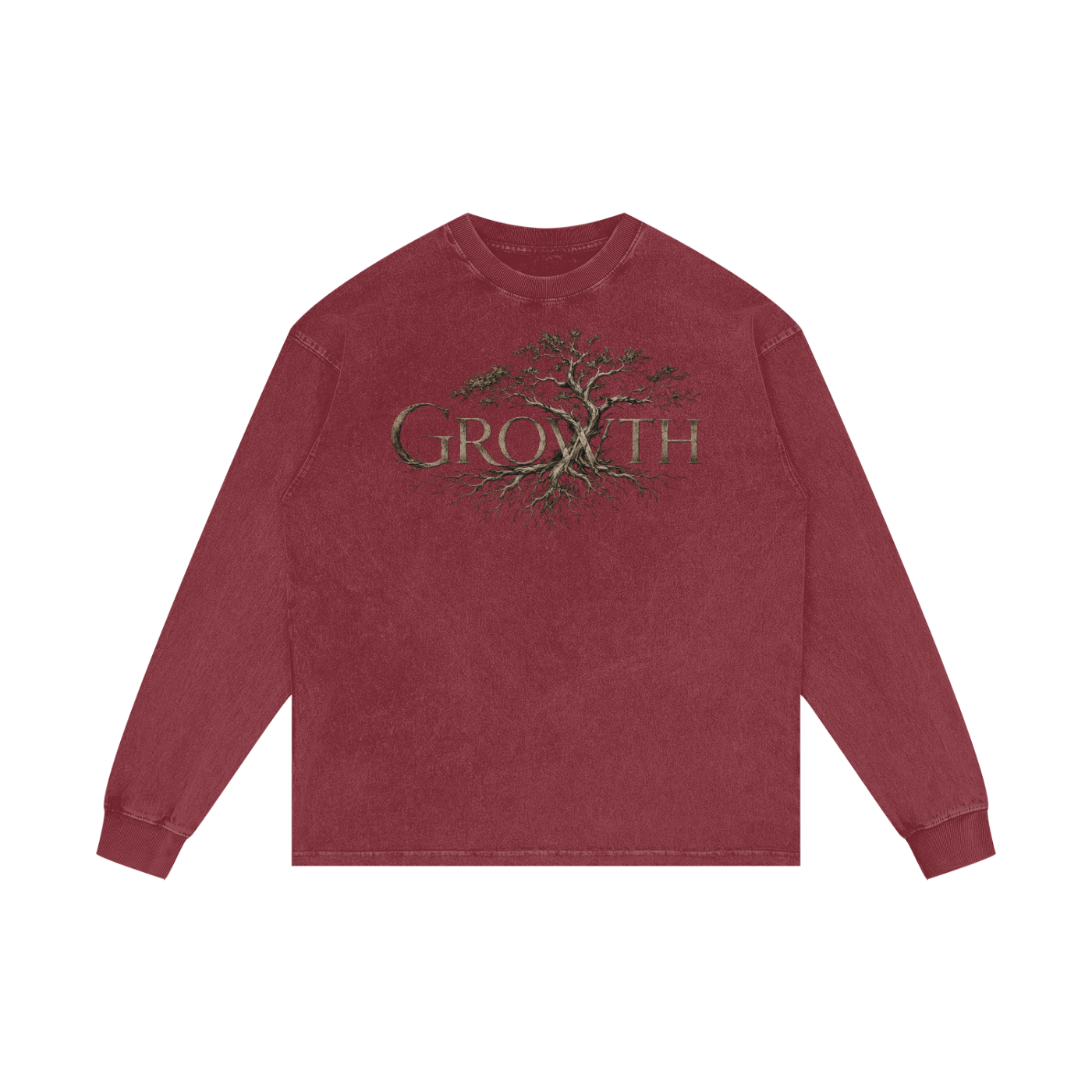 MENS 'GROWTH' Acid Wash Oversize Long Sleeve TEE