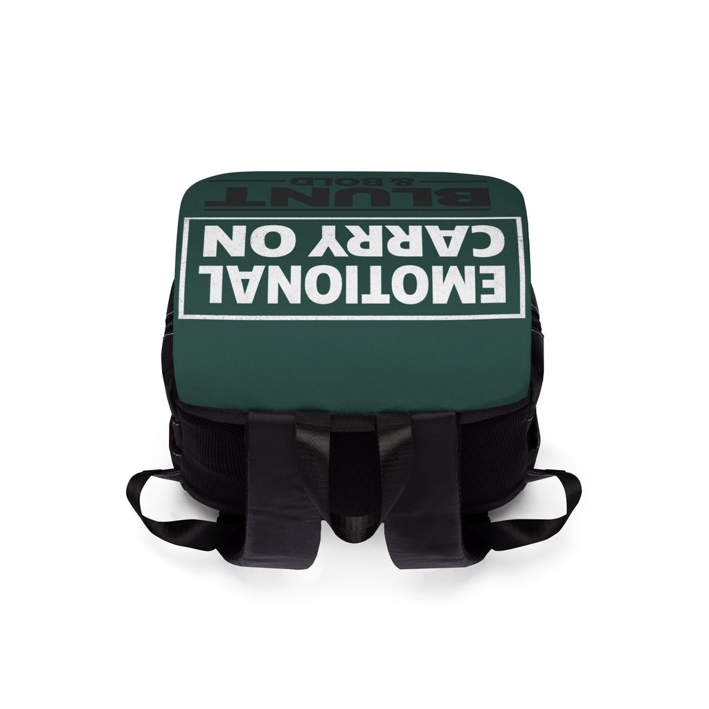 Backpack — "Emotional Carry On" Green Flap Casual Travel Bag
