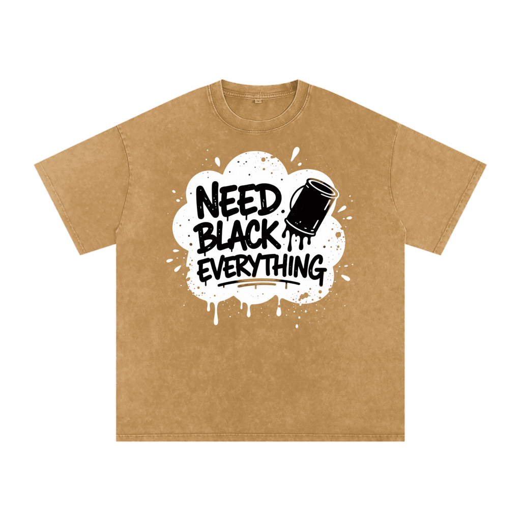 MENS 'NEED  BLACK EVERYTHING 'Snow Washed Oversized Cotton TEE