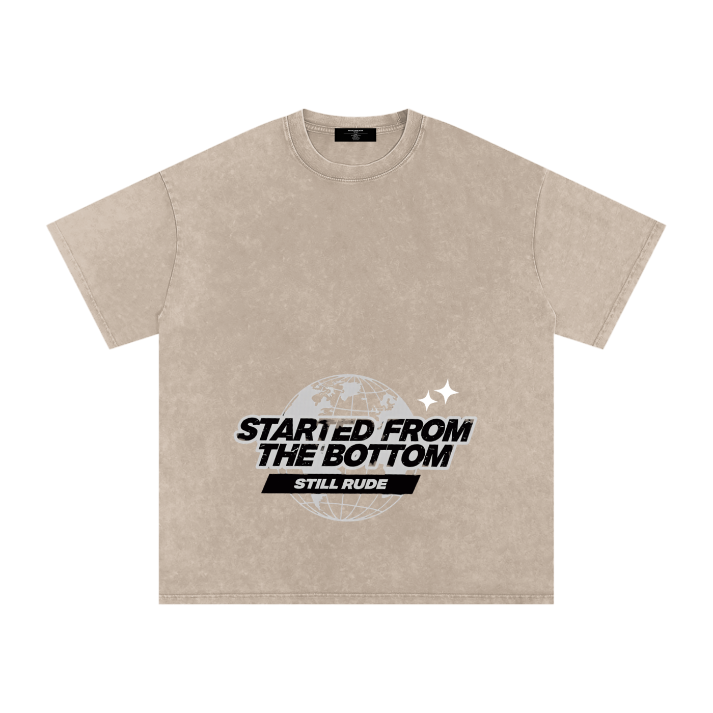 MENS ' FROM THE BOTTOM ' Snow Washed Oversized Cotton TEE