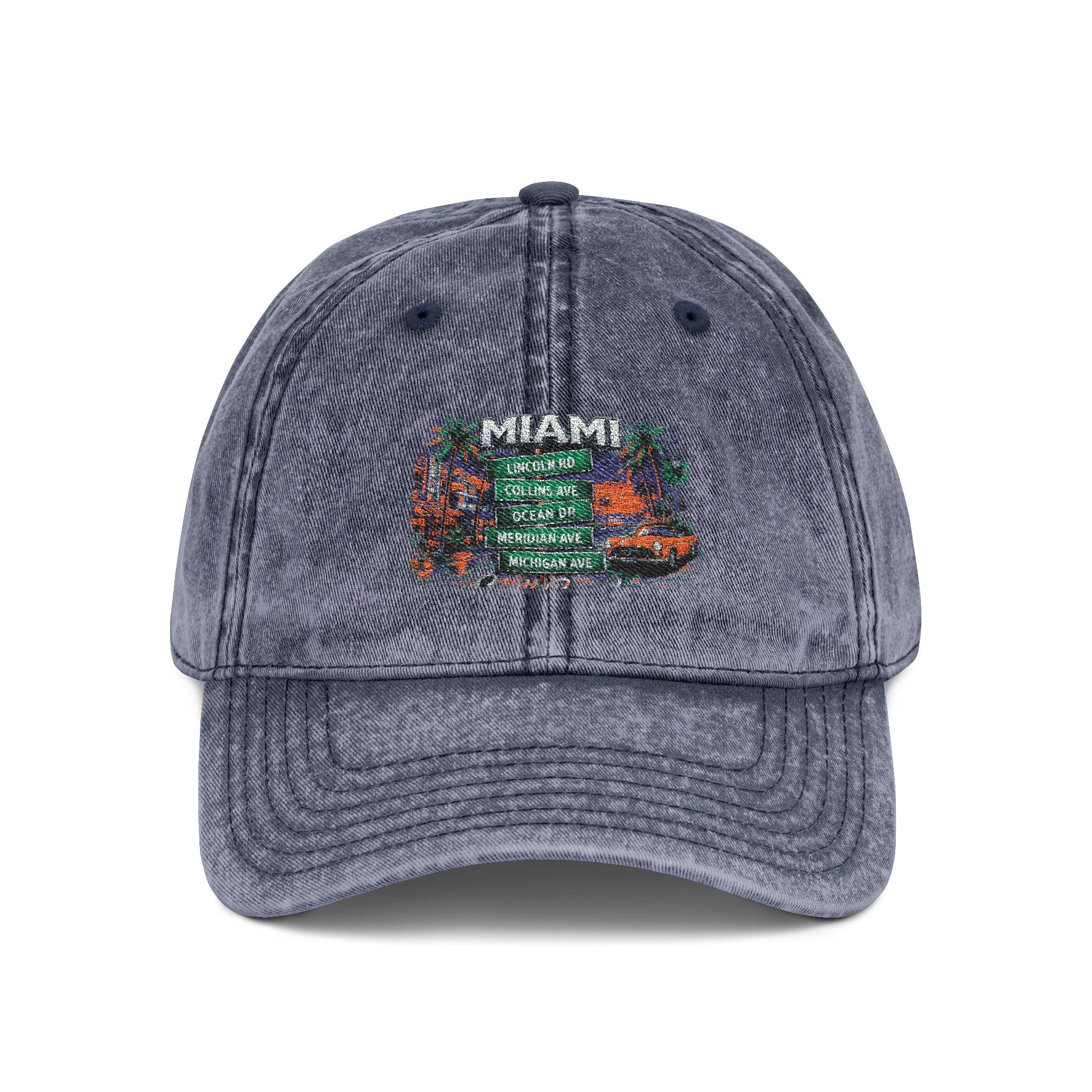 B & B Miami' Floral Flag Patch Vintage Embroidered Cap