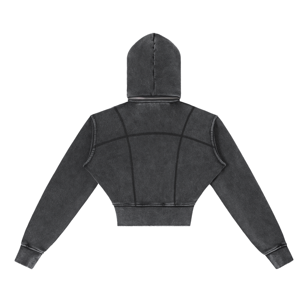 Womens 'STAY WILD' Vintage Washed Cropped Fleece Hoodie